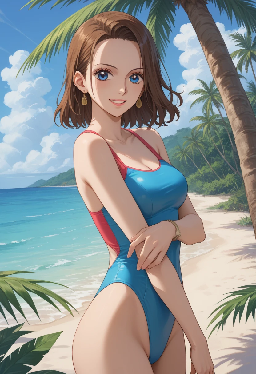 Realistic、Face reality、With a girl、Swimwear、Sexy smile、My breasts have gotten a little bigger、Sexy pose、From the front it looks like a one-piece, but from the back it looks like a mono bikini、