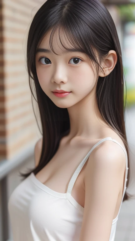 Pieces fly, highest quality, 8k, ((6 years old, 10th Generation,Lolita,Childish, Primary school students:1.5)), face,young face,RAW Photos, Confused, Award-winning portraits, ニヤニヤ笑face,bright笑face, White teeth,The corners of the mouth turn up,alone, (at night:1.8), idol face, Delicate girl,Slender body, Upper body, Digital SLR, View Viewer, Frank, Sophisticated,Thin arms, Slim body,Tap on the shoulder,Long, thin neck,Professional Lighting, Film Grain, chromatic aberration, (detailed eyes and face:1.0) , Black Hair , Shortcuts,bangs, double eyelid, Droopy eyes , Small breasts,Knitted Products,Very thin and sheer white knit,とても薄くて透けたKnitted Products,texture,Overexposure,shoulders protruding,((Drop shoulder:1.45 )),(Take off your clothes:1.0),(Clothes come off) , Take off your clothes , I can see your chest,Cleavage,A light shines in my heart,Gorgeous breasts,Shining Breasts,The chest comes out, bright,(Her breasts are visible through her eyes.),(Chest is visible),(The shape of the breasts is clearly visible),(The shape of the breasts is clearly visible),(ttranslucen),(transparent),(The chest area is transparent),