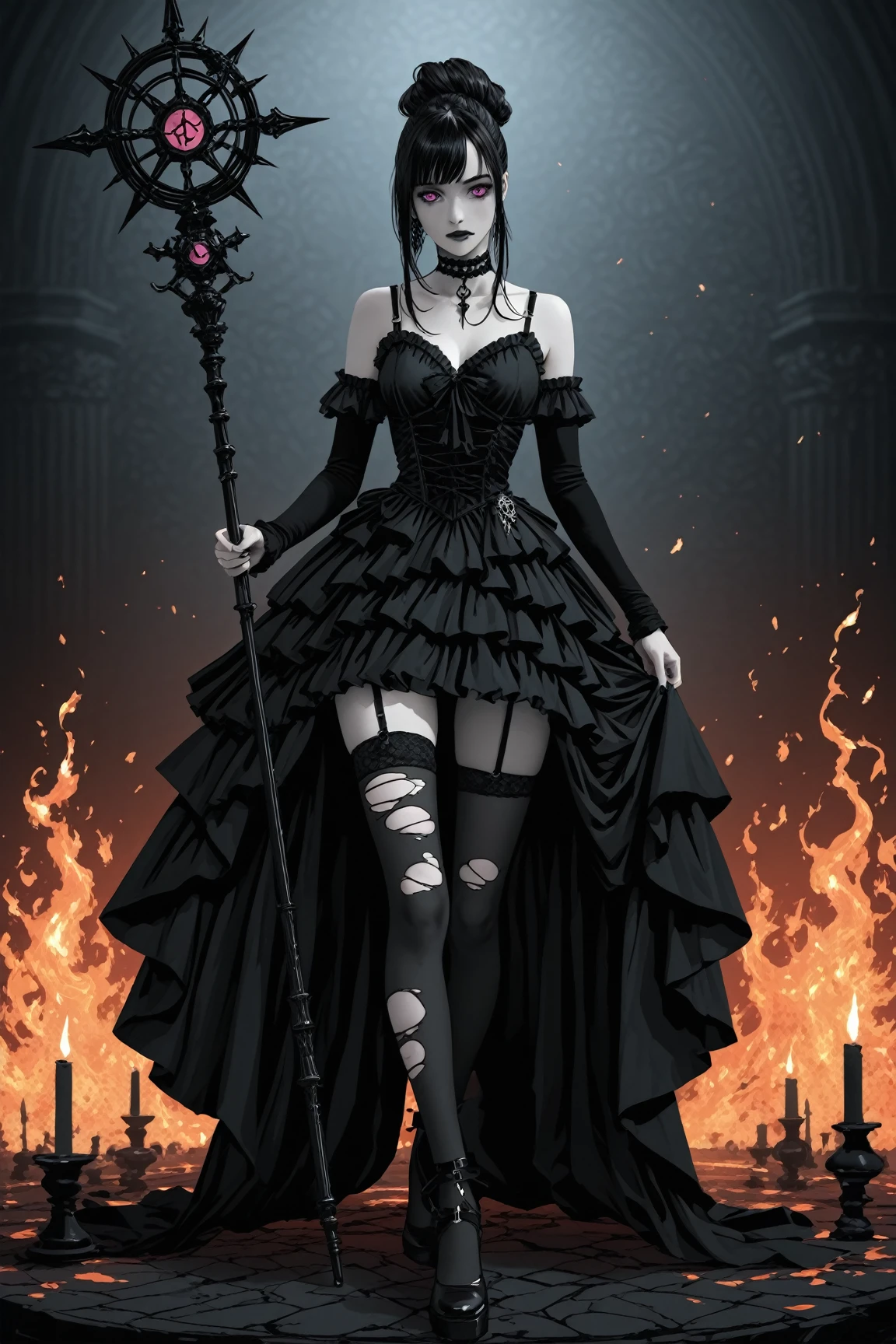 4K, Masterpiece, highres, absurdres, ballgown,edgDeathKnight,a woman in [gown|armor] ,wearing edgDeathKnight armor,  skull print,<lora:DeathKnightBallGown:0.75>