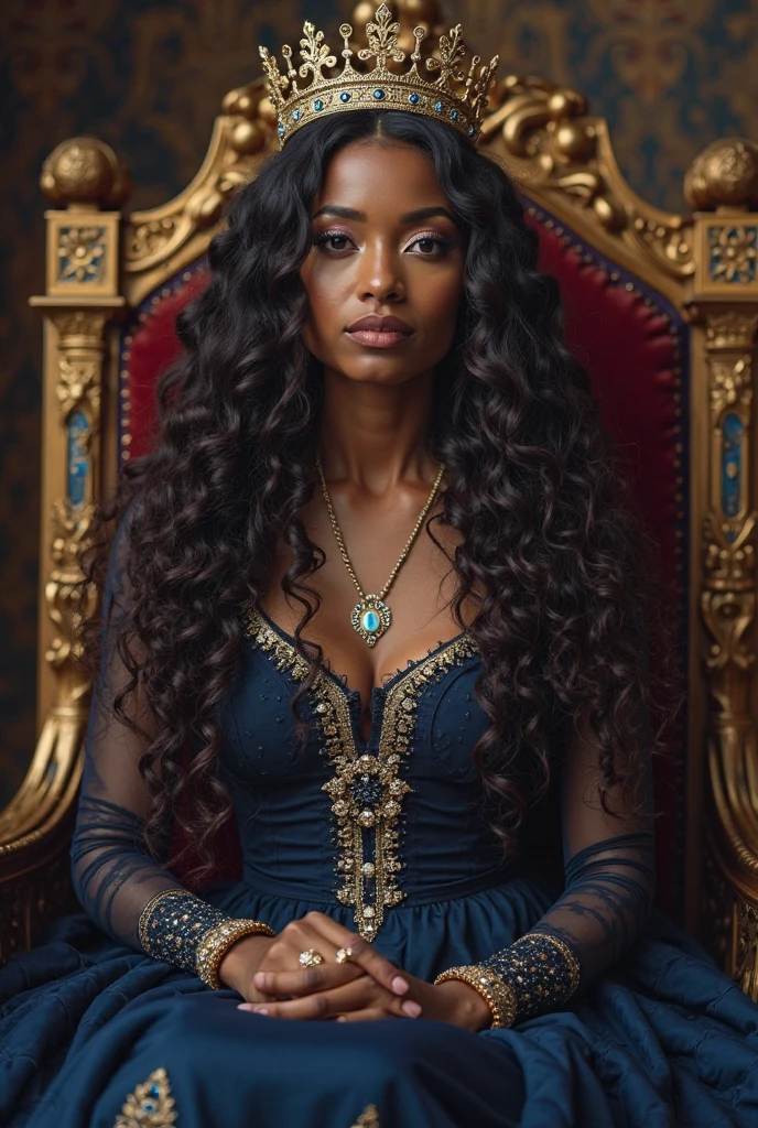 (High resolution, distinct_image) Stunning woman, masterpiece, high detail, soft features, solo focus, best quality, RAW color photo, of (Victorian era (Kenya, dark skin) older woman, 40 years of age, dark brown curly hair, wearing historically accurate elegant blue and gold 1776 Victorian-style dress, brown eyes, sitting on luxurious leather couch inside [Victorian:0.12] mansion, legs crossed, perfect face, alluring eyes, (hazel eyes:0.8), (detailed skin, smooth pores), shallow depth of field, deep focus, natural lighting, (side lighting:0.5), [film grain], photographed on a Canon EOS R6, 85mm macro lens, F/8 aperture, fashion photography award-winner full shot body photo of the most beautiful artwork in the world, majestic oil painting, sharp focus, 8k, DSLR, high quality, Fujifilm XT3, grain, vintage, award winning, masterpiece (best quality:1.2) (detailed) (inticate) (8k) (HDR) (wallpaper) (cinematic lighting) --auto --s2