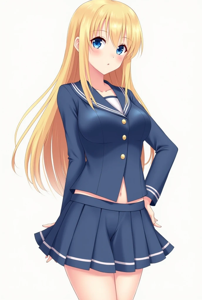 Beautiful long blonde hair Shyness blue eyes Watery eye Diapers high school girl Pleated skirt Lift up your skirt vibrator in thighhighs thighvibe