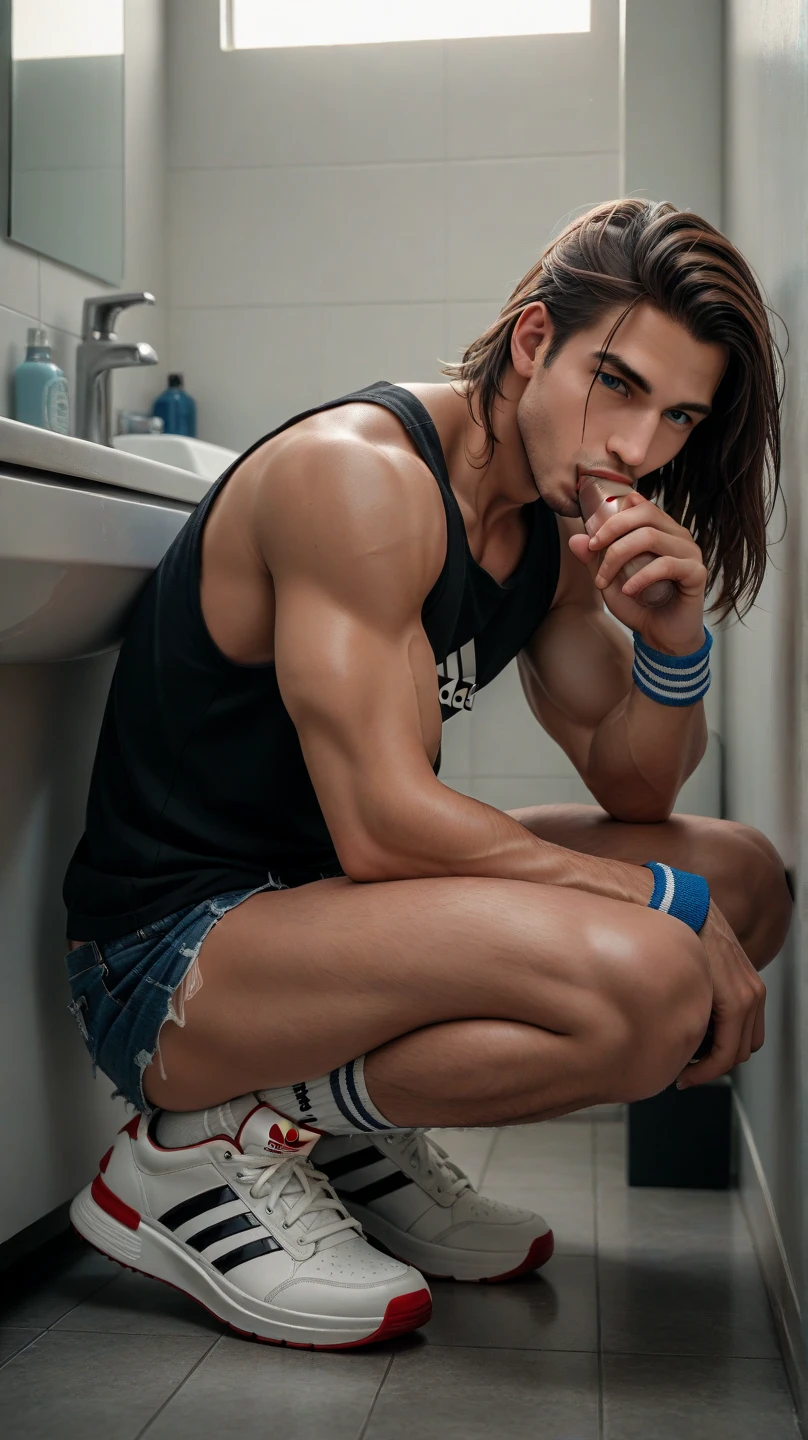 aiden,1male,POV, anal sex, nude,male focus, lying,only penis, open your legs, cum, cumming, open mouth, at the bathroom,