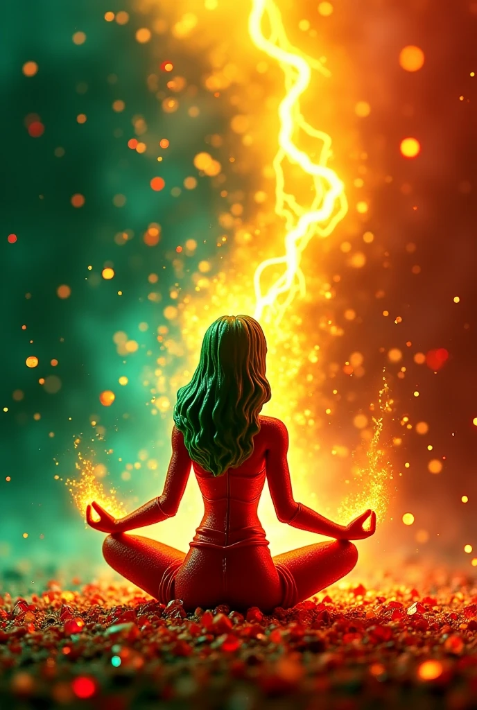 
((side view)), girl sitting on the fire against the background of fire, open mouth, 
 sitting on the flame, fire, side view girl sits in the lotus position, fiery sky, skyline, only fire, smoke,
girl in blue Half top wrestler and blue Elastic shorts look at the side, adult, [Nordic], Hourglass elongated fitness body, perfect Olive skin, Oval Face, Long neck, Rounded shoulders, perfect hand,  Attached Pointed ears, round forehead, Short blonde Waves pixie hair, snub nose, Arched eyebrows, Monolid blue Eyes, High Round Narrow cheekbones, Dimpled Cheeks, Rounded Chin, Rounded Jawline, Fine Puppet Wrinkles, Full nude Lips, (blue eyes), Nude Makeup Look, long eyelashes,  third breast size,  
 graphic style of novel comics, 
2d, 8k, iMax, hyperrealism, masterpiece, high resolution, best quality, ultra-detailed, super realistic, Hyperrealistic art, high-quality, ultra high res, highest detailed, lot of details, Extremely high-resolution details, incredibly lifelike, colourful, 