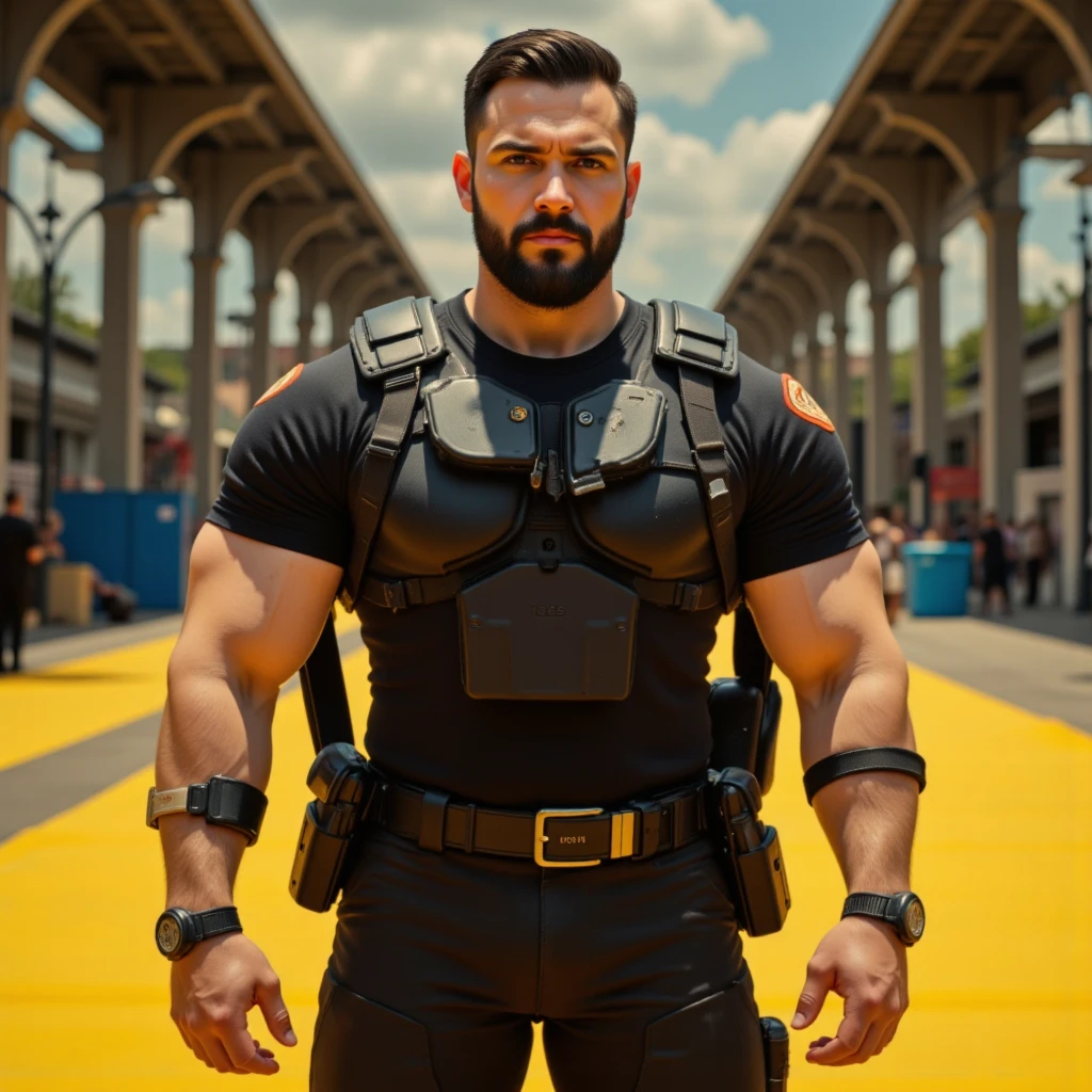 Photo of Olympic athletes in action, muscular figures, sporting establishments, 8k, futuristic, security guard, realistic, detailed --s2
A stunning image showcasing the dynamic energy of Olympic athletes in their prime, captured in crisp 8k resolution. The muscular figures exude power and determination as they engage in various athletic pursuits within futuristic sporting establishments. Each detail, from the sweat on their brows to the taut muscles in their arms, is rendered in lifelike detail. The security guard, positioned prominently, adds an extra layer of intrigue to the scene. The entire image is brought to life with a realistic and detailed artistic style, making it
