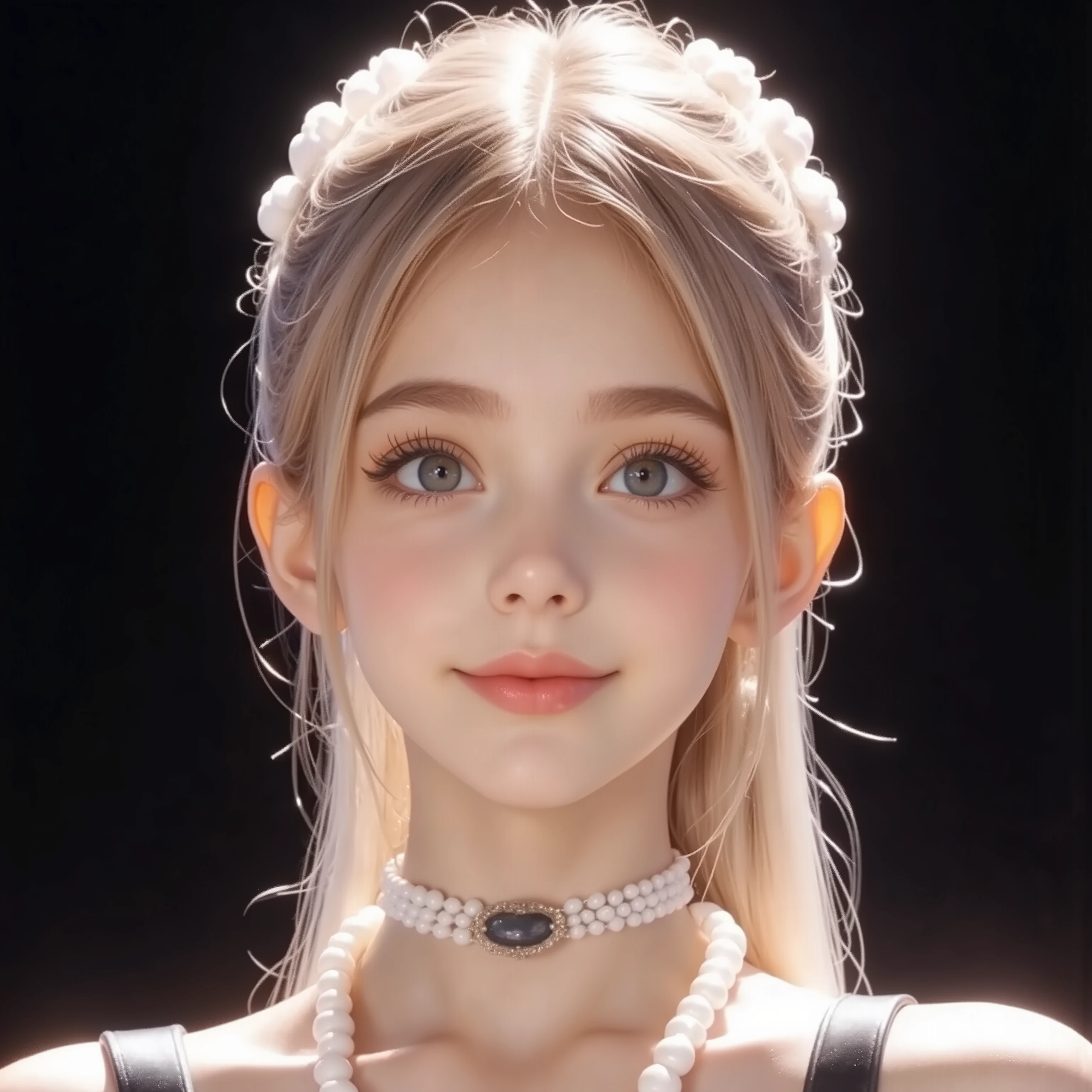 ((Bust,bust))((One hand holds the cheek))((One hand holds the cheek))(((Place your right hand on your cheek)))(( masterpiece, Top Quality, high resolution, highly detailed CG unified 8,000 wallpaper, 未经处理的photo)),front,( 8,000 Ultra HD、DSLR、Soft Light、high quality、Volumetric Lighting、frank、photo、high resolution、4K、 8,000、Bokeh),(detailed eye and facial details, warm color , Very Saturated,to show a charming smile, perfect face, pretty face, dark eyes , Clear Skin Visible , white zepi ,cosmetic, necklace, Jewelry),(Create stunning images of real girls, Warm light, dynamic pose, Elegant posture , cowboy lens, 从front看起来很自信 ,facing camera, golden ratio graphic, Minimalist, ), (Learning background), Russian schoolgirls,light blond hair、Gradient Hairstyle,(sexy, Perfect breast shape 、 very detailed breasts , 34E Cup ),(High waist, waist hollow ,Levan )(pink purple background)(The background has a light effect,Halo,Rich background)