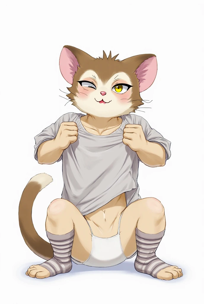 Cheetah cub wearing diaper,pink anklet,pink wristband,Pink ankle ring,Pink bracelet,The mouth gagged