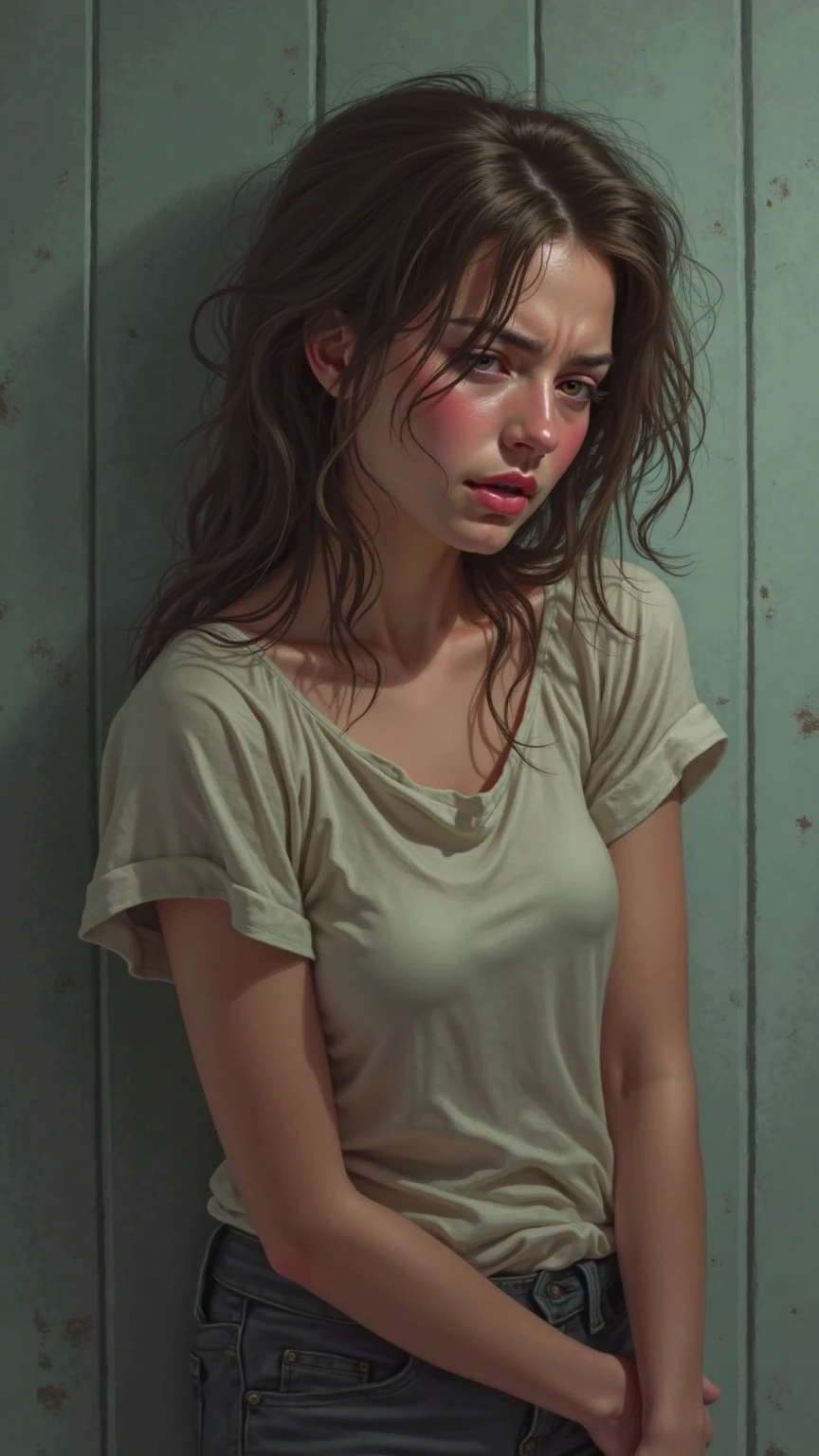 Best quality, masterpiece, ultra high res, (photorealistic:1.4), raw photo, 1nakedgirl, offshoulder, in the dark, deep shadow, low key, cold light, detailed skin