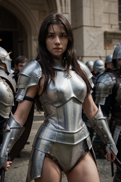 knight costume , canal , day <lora:Louise_Redknapp:1> mature l1873r, 1girl, solo, masterpiece, best quality, detailed face,