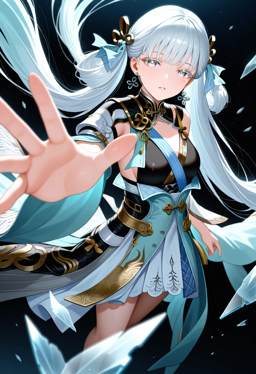 1girl, twintail, white hair, 