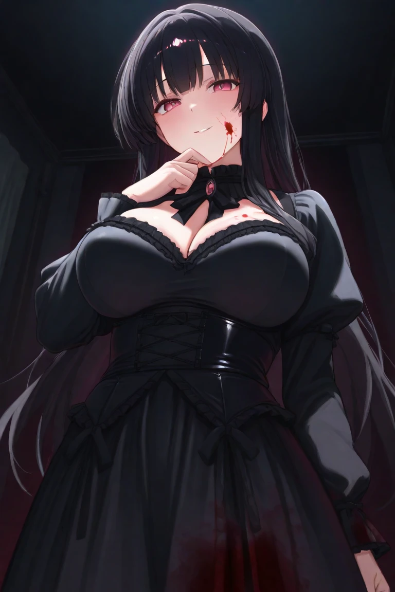 masterpiece, 最high quality, High resolution,  Ayane、Black torn clothes 、Black ripped pantyhose、Dark church at night　Sitting in a chair and being restrained　sexy　Intense Ecstasyの瞬間　Wearing a mini skirt　A large amount of clear mucus splashes out　　Put a black blindfold on both eyes　Large amounts of clear fluid spurting from the genitals　Thin legs　Intense Ecstasy　Big Breasts　Multiple vibrators attached to genitals and breasts　Slim figure　Surrounded by many sluts、high quality　CG Tone　Dim lighting、Kasumi, please open your mouth wide.　trembling、Lesbian、slimy、Lotion is applied by a slut、Wriggle your body、A clear liquid spurts from her genitals into the air、Torn black panties、Kasumi screams.