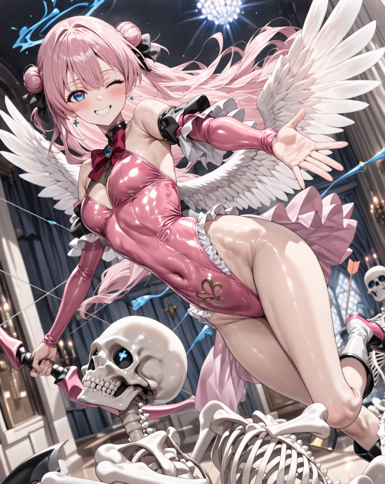 "NSFW:1.5,complete art masterpiece,highest quality,high quality,4k,8k ultra detail,high resolution,ultra realistic photos,super detail,realistic skin texture,amazing shadows,highly detailed texture,perfect lighting,high level of image quality,best ratio 4fingers and 1thumb."(masterpiece),best quality,expressive eyes,perfect face,1girl,solo,fallen Angel girl,amazing beautiful girl,fair skin,long messy pink hair,elf ears,((shining halo,large angel wings)),outlined eyes,lustful heart eyes,contoured face,wonderfully well-groomed beautiful face,full body,nude,naked,sex slave,submission-pose,medium-breasts,toned waist,sexy butt,((big uterus tattoo, lewd print)),sexy stockings,high heels,spread legs,sweaty,drool,nasty,estrus,lust,stick out tongue and drool,ahegao,orgasm,sexual climax,wet nipples,(wet open vagina,wet open anus),finger-spread vagina,semen,love juice,wet body,full body sweat,black collar,bondage,sex,standing picture,below head,above buttocks,portrait