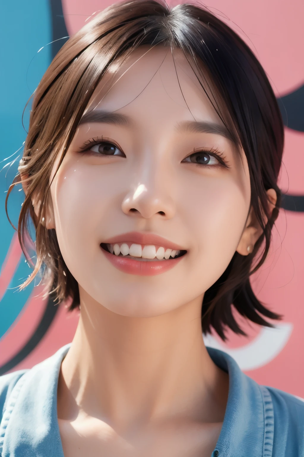 top-quality、top-quality、realisitic、Unity、8k wallpaper、Official art、Highly detailed CG Unity 8k wallpaper、Ultra-detail、hight resolution、Physically-based rendering、Ultra-detail,magnificent, finely detail,1girl in、(Medium Hair)、(Smile Face:1.1)、Slim Face、Pretty Lady、hyperdetailed face、Detailed eye、double eyelid、Kamimei、(glistning skin)、(sun-kissed skin)、(real looking skin)、Blurred background、(From navel to head)、frontage、Slim Face、Morning park、profetional lighting、(Light on the Face:1.5)、best light,chest stands out、Beautiful navel