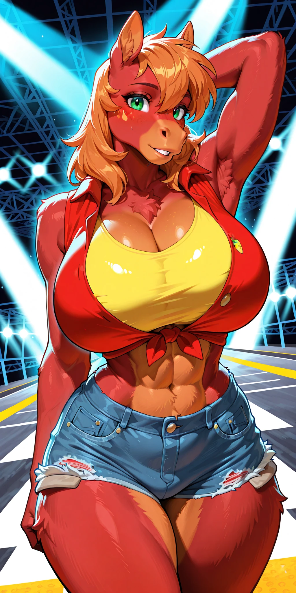 bimbo, huge breasts, big tits, orange string thong , sexy, Natalie Portman , brown hair, girl, big lips, in a wrestling ring