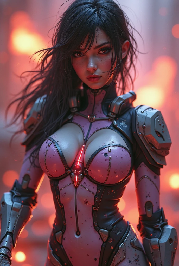 Hot girl with big robotic boobs