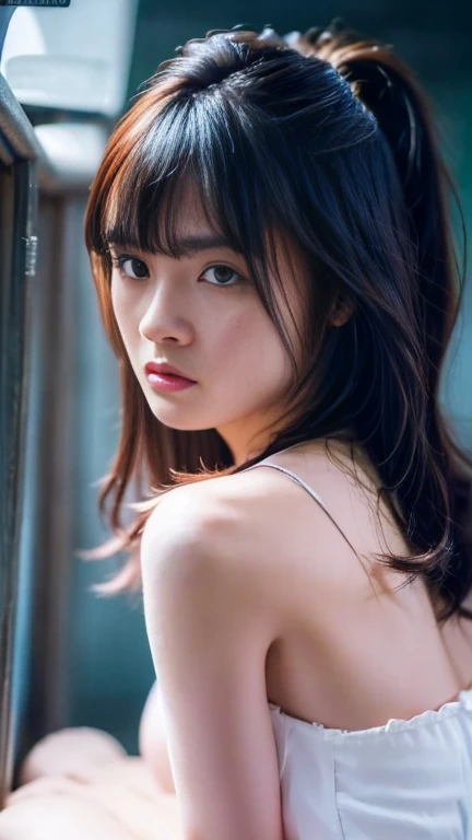 NSFW:1.2, (8K、Raw photography、top-quality、masterpiece:1.2)、(realisitic、Photorealsitic:1.37)、ultra-detailliert、超A high resolution、1人、dynamic ungle、Random Poses, see the beholder、beautifull detailed face、Seductive smile、Super Slender、Light Satin Night Dress、Beautiful small breasts、Translucent nipples,Constriction、(Slim waist) :1.3)、Beautiful detailed skin、Skin Texture、floated hair、Retro slightly faded color、22year old