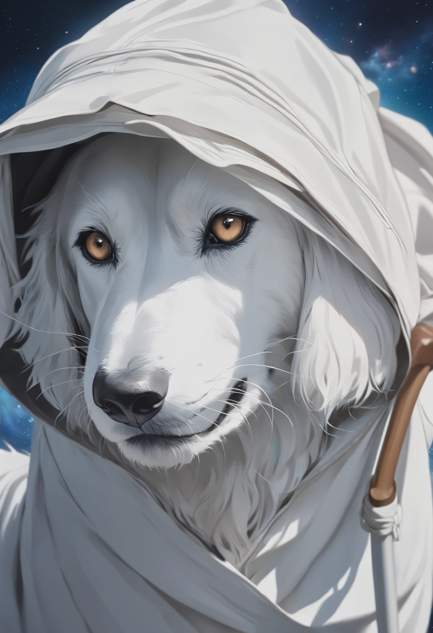 (Ghibli style, absurdres), 
(Ultra-high resolution output, like spray art 0.2μｍｍDelicate particles, acrylic gouache versatile color paint, illustration, Precise sketch like a drawing, Clean line art with clean lines), 
BREAK A gentlemanly fox, One, wearing a white tuxedo、wearing a high-class walking stick,  
(soft and delicate ultra-fine coat, High quality soft bristles, Extremely realistic detailed fur, Super realism, Ghibli style), 
(standing in front of an aesthetic space background、looking far away with clear eyes,pursue what the masterpiece Ghibli film wants to convey, Beyond space and time、 time traveler , high detailed Ghibli style, extreme high res), Anime Scene, Ghibli style, 