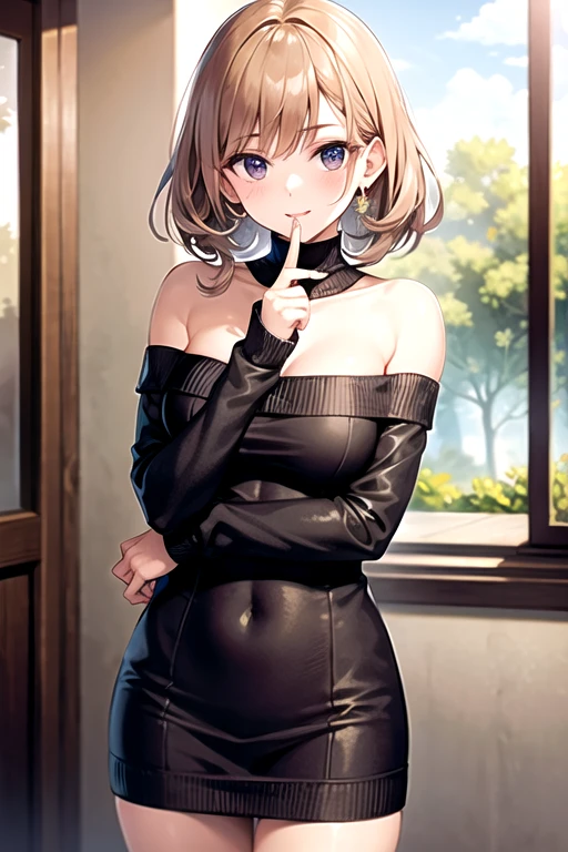 Highest quality, masterpiece, 4K, Highly detailed face, Highly detailed skin, Highly detailed wallpaper, Japanese anime, Second Dimension, Small face, Fine skin, Very beautiful cleavage, NSFW, whole body, One girl, Embarrassed face, On the bed, Bob Hairstyle, Brown Hair, Detective Conan, Haibara Ai, Shelley, Sweaty, About high school students, Cosplay, , mini skirt, Gestures to seduce a man, Spread your legs in an M shape