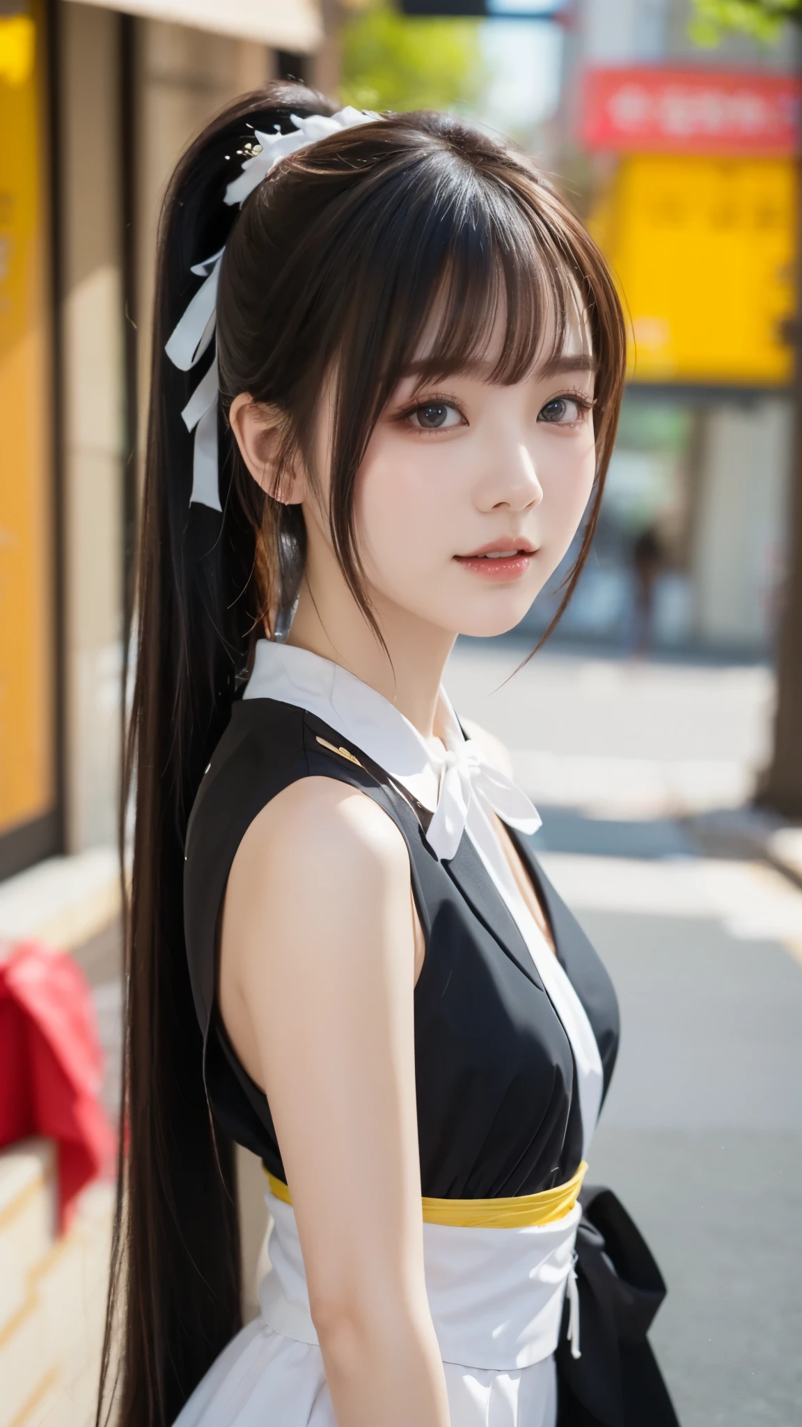(( stylish hair :1.3)), photorealistic:1.32、best quality、ultra high definition、the most beautiful Japanese girl pictures、 CUTE AND BEAUTIFUL FACE DETAILS、Xiaoyan、(Purelos Face_v1:0.008)、美しいbungs、、Shine, fair, growing skin、((One person)), hair entangled in the face 、顔まで伸びるbungs、bungs、hair between eyes、Lower body in panties、 bright、(tight waist:1.2), 澄んだ瞳が魅力的にShine、dynamic pose、best quality、 disorganized 、((the cutest girl in the world))、Japanese、((super idol costume with ribbon:1.4))、(ponytail:1.3)、( ties with thin white ribbons )、cute and cute、 let me eat 、((A facial expression that tempts the opposite sex))、Chest、(Highlighted Small Breasts:1.3、Beautiful sideboob:1.3)、(cute standing pose that is making Ku:1.ide tail、brown hair、constricted、beautiful eyes in every detail、viewers、upper body、face close-up、Front Map、(detailed hands:1.3、perfect right hand:1.2), (美しいXiaoyan, High nose, Beautifully shaped lips )