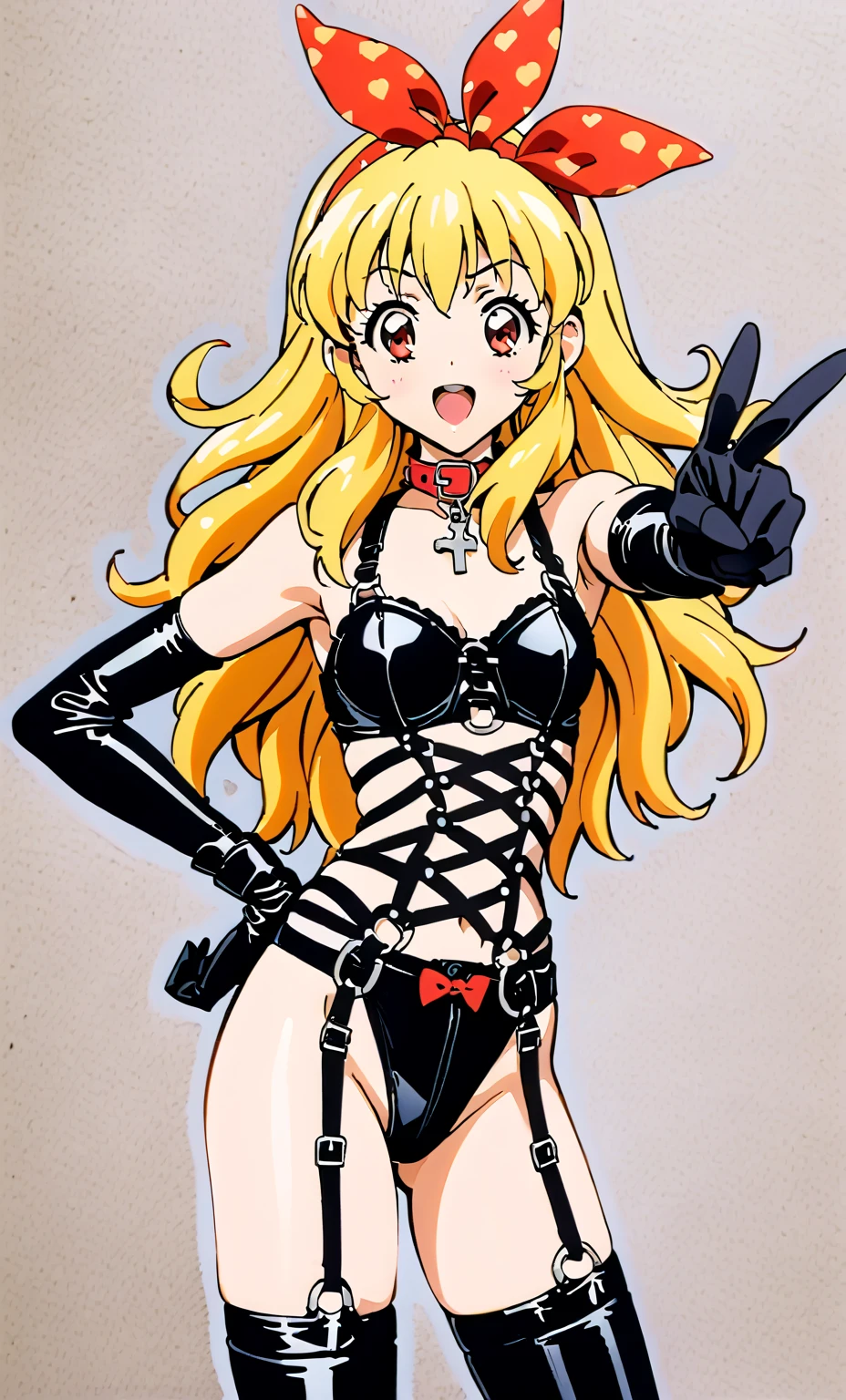 high quality,　Blonde woman、Chastity belt、Graffiti on the body、mask、Reverse Bunny Girl、