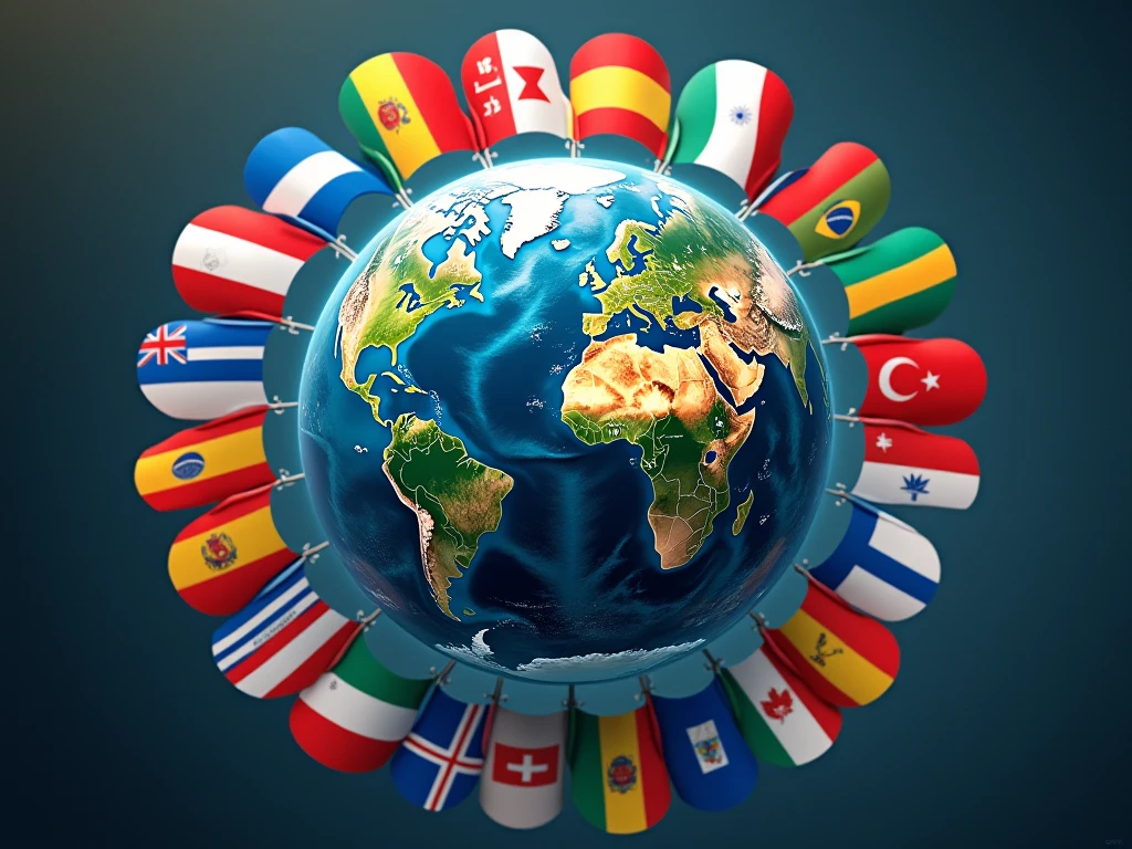 An image where several countries dominate the world but their flag appears