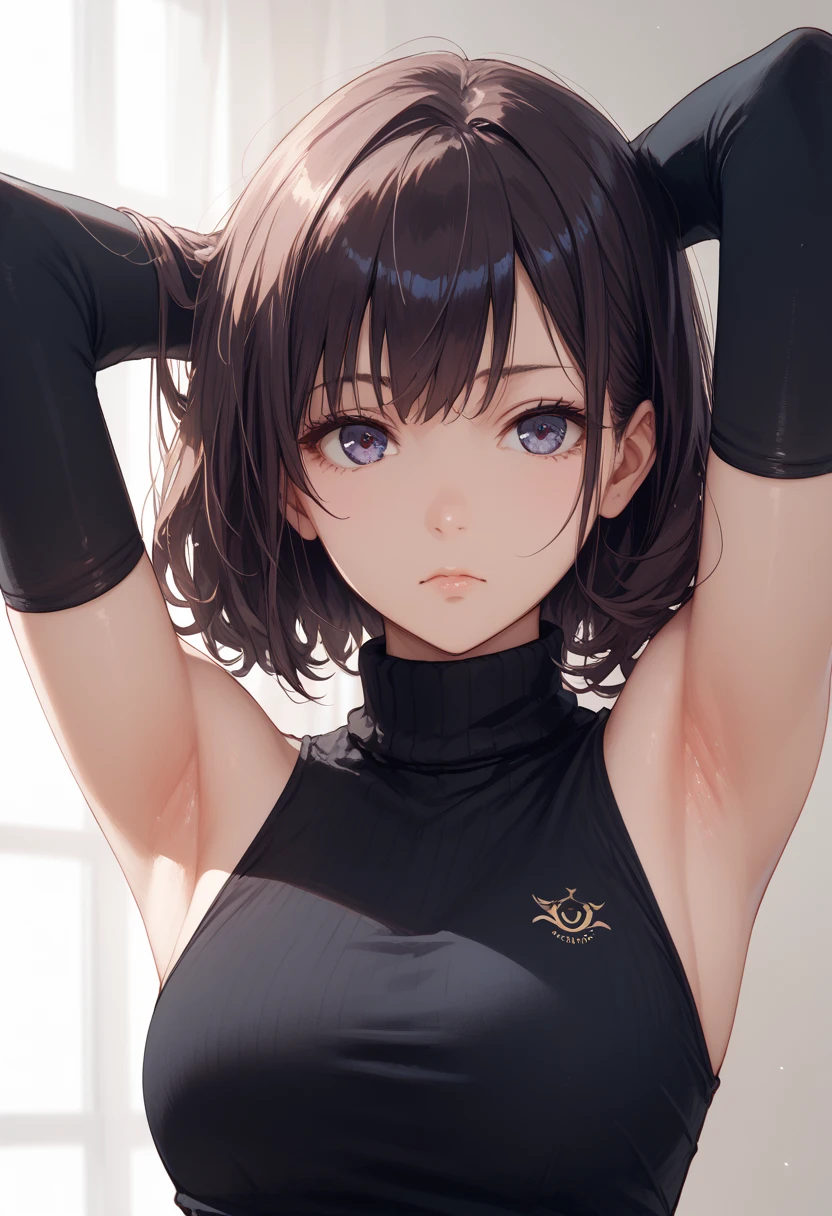 Una criatura sacada de las peores pesadillas. cuerpo femenino, shark teeth, ((4 brazos extra monstruosos que salen de su espalda de un materia viscosa de color negro)), ((halo brillante en su cabeza)), ojos rojos. You're in a school classroom with a threatening attitude. ((Brazos dobles viscosos y afilados)) ((viscous black liquid))