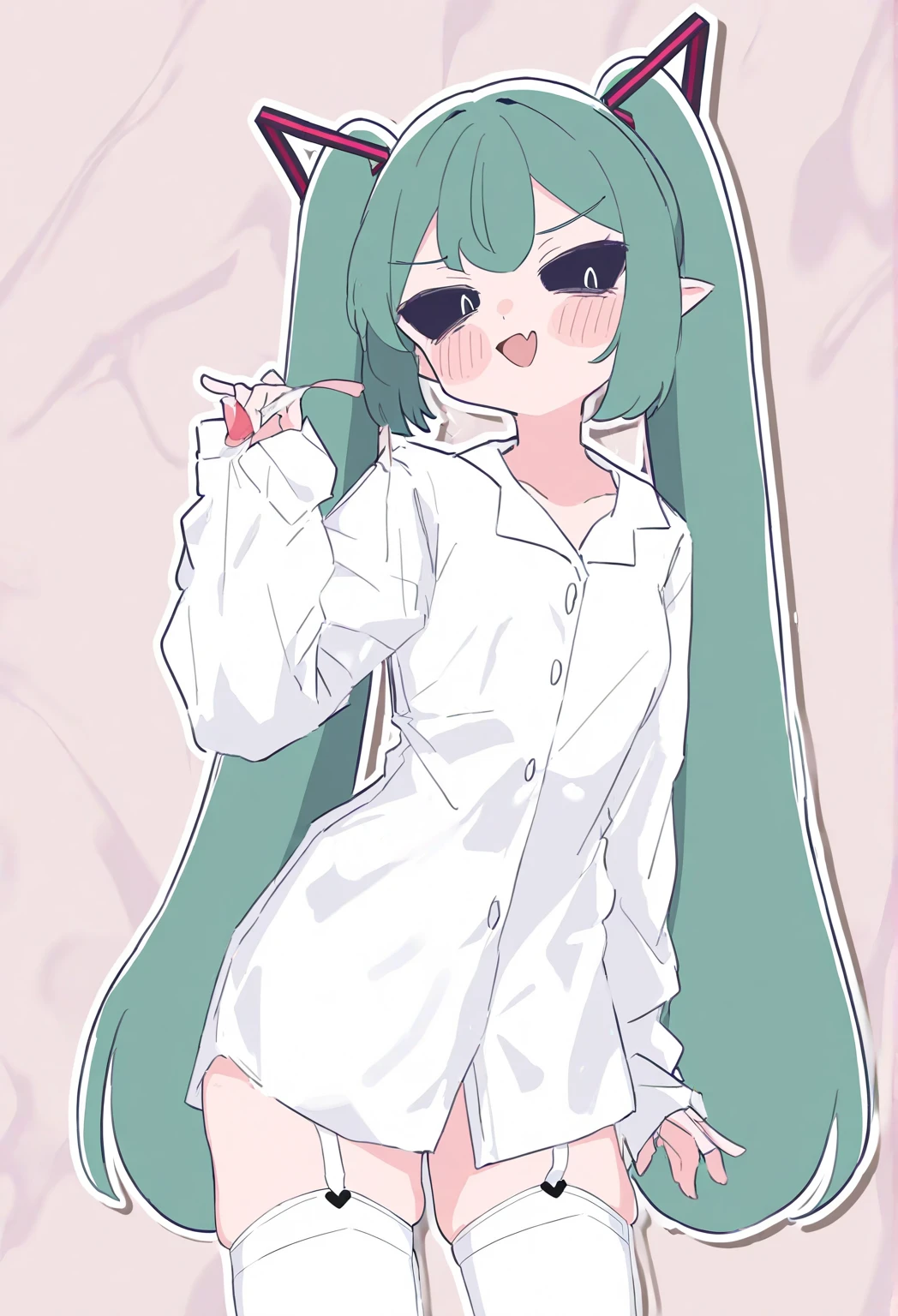 score_9, score_8_up, source_アニメ,アニメ style,empty eye,Green Hair,Red eyes,blunt bangs,long hair,Very young,cool eye,((1girl)),shiny skin,Reverse Bunny Suit,Lewd,Heavy breathing,Wet and see-through