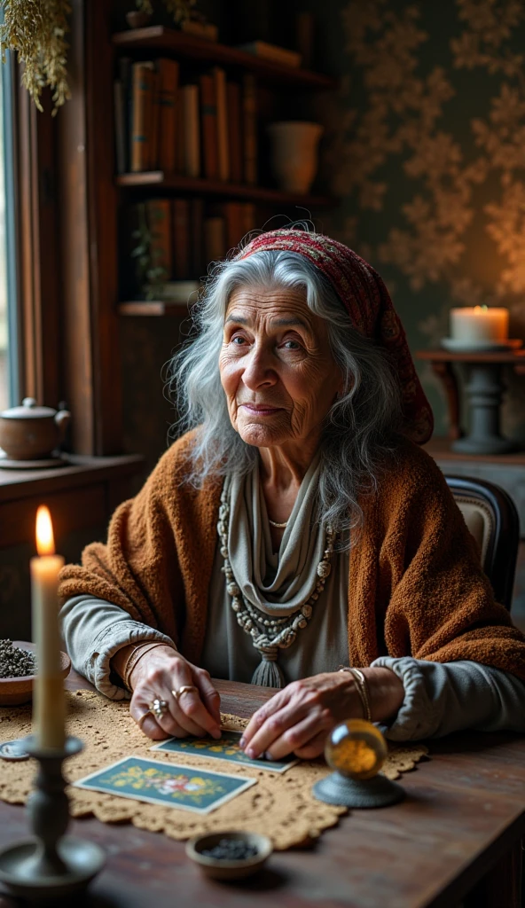 Old woman in medieval clothes