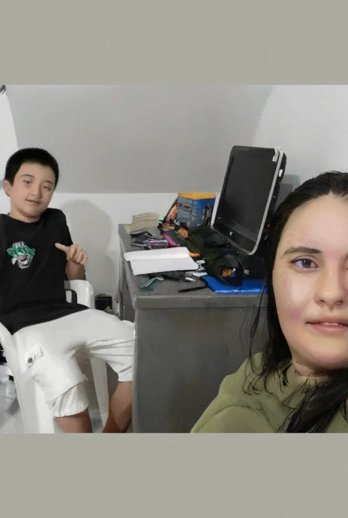 Boys and girls in front of the computer lab