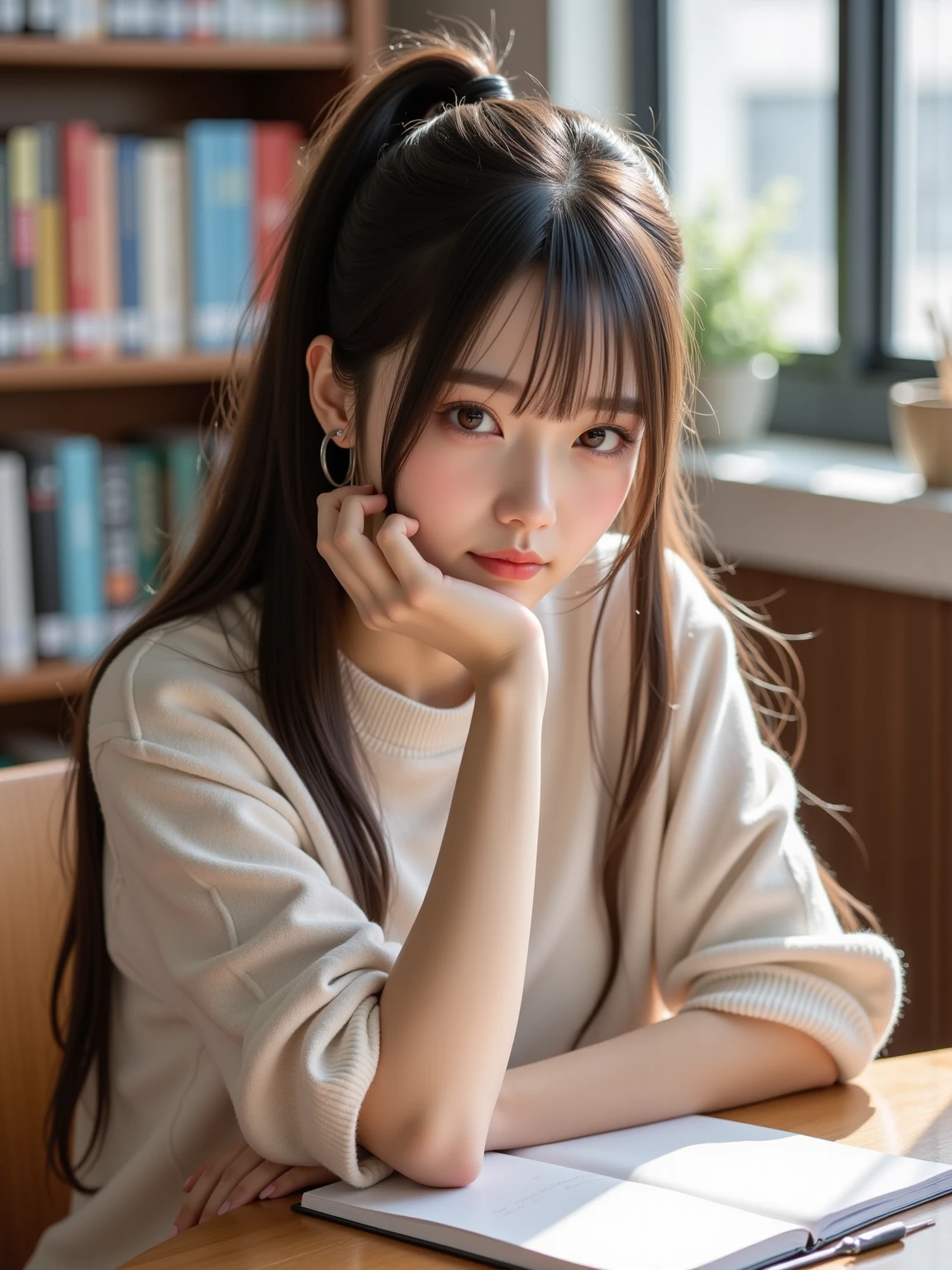 highest quality, Face Focus, Soft Light, Ultra-high resolution, (Realistic:1.4), RAW Photos,
1 Japanese girl, alone, cute, (pupil, Light in your eyes), Beautiful face in every detail, (Small box),(High resolution detail of human skin texture),
(Long Hair),
indoor,
Damask Shirt Dress,
(Portraiture)