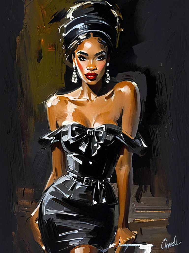 on the city street, in front, very sexy girl, Colombian, black skin, long hair, wearing a sexy dress, looks at us, smiles. She lifts her skirt and shows her panties,eroticism, perfect ass, sexy,(best quality, 4k, 8k, high resolution, masterpiece: 1.2), ultra-detailed, (realistic, photorealistic, photorealistic: 1.37), details intricate, vivid colors, sharp focus, professional, Dave McKean artwork, surrealism oil touch, oil painting style, portrait, woman, beautiful detailed eyes, beautiful detailed lips, dreamy atmosphere, shadow play, lighting soft, fun pose, dark tones, ethereal background, fantasy elements, texture, layered composition.