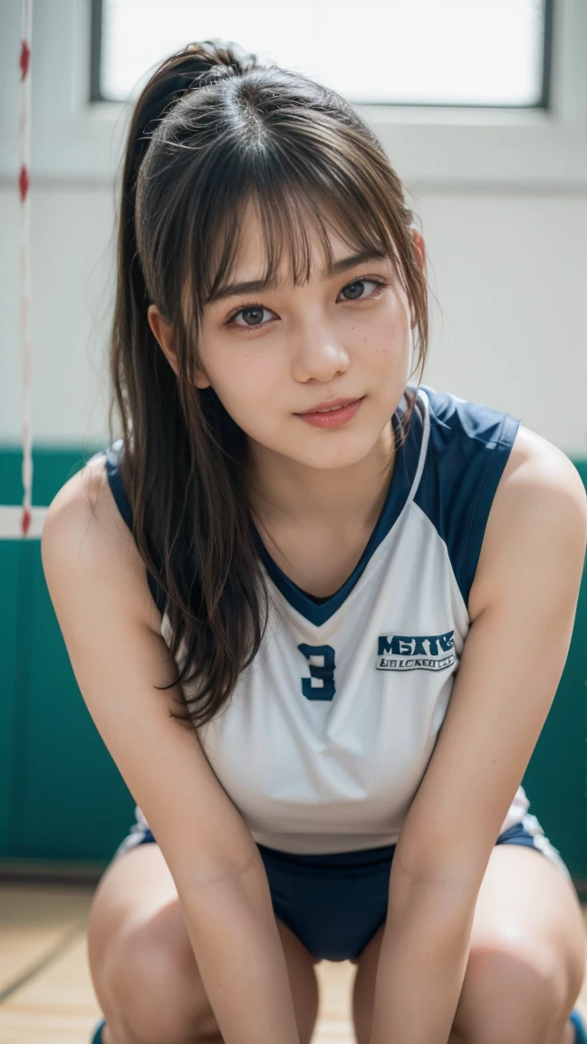 Dressed、(Photo realistic:1.4)、(Surreal:1.4)、(Real Stick:1.3)、
(Smoother lighting:1.05)、(Cinema lightingImprovement of quality:0.9)、32k ...、
One girl、20-year-old girl、Realistic lighting、Backlight、Facial Light、Ray-tracing、(Bright light:1.2)、(Improvement of quality:1.4)、
(Highest quality real texture skins)、Fine Eyes、Detailed painted face、
(tired, Sleepy and satisfied:0.0)、Face close-up、Basketball Uniforms:1.3、
(Improve your body line mood:1.1)、Shiny skin、actress、Korean Idol、Nogizaka Idol、Gravure idol pose、Beautiful actress、A neat and clean woman、