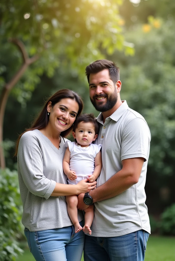 Arafed family posing for a photo in a studio with a white background, imagem de perfil, marido esposa e filha, family photography, foto de perfil, Family photo, portrait of family of three, foto do perfil, Happy family, foto comercial, family portrait, foto profissional, photo shoot, advertising photo, imagem empilhada, definido contra um fundo branco, foto de marketing, imagem retrato