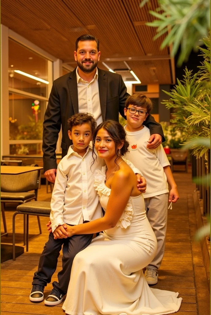There are two adults and two children posing for a photo, of a family standing in a park, Happy family, Andorinha Toron, Familiar, Premiados, 🤬 🤮 💕 🎀, imagem de perfil, Postagem 4k, 4 k post, estilo de vida, por Fede Galicia, postprocessed), Michal, Family photo, Postagem no Reddit, competition winning