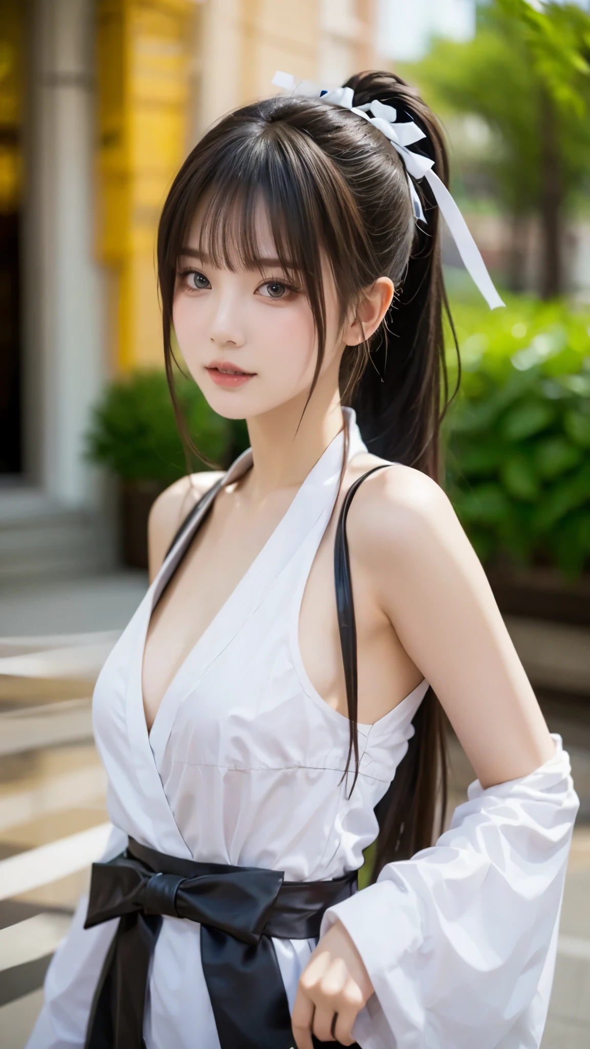 (((A fantastical world heritage city in the background))), (Two beautiful 12 year old girls:1.4, Baby Face:1.6, Same height:1.2), from the front, ((Couple Focus)), (Japanese Idol), (Idol Face), (Happy smile), Stand next to each other, Upper Body, (Shoulder less:1.3, Torn sheer dress:1.4), Thin thighs, Recall, (Realistic ass crack:1.3, Beautiful buttocks:1.5), Beautiful Hair, Smooth and shiny hair, (Twin tails), (High color saturation:1.0), (Highly detailed skin), (highest quality:1.0), (超 high resolution:1.1), (Like the picture:1.1), (Ultra-detailed:1.1), (highest quality, 8k, RAW Photos:1.1), (Beautiful breasts:1.5, Cleavage), (Small and slender figure), Slender body line, (Detailed eyes and face:1.2), (Detailed hands:1.2), (Perfect Anatomy:1.4), (Beautiful pose), (Hair blowing in the wind:1.5), (Gaze at the viewer:1.2)