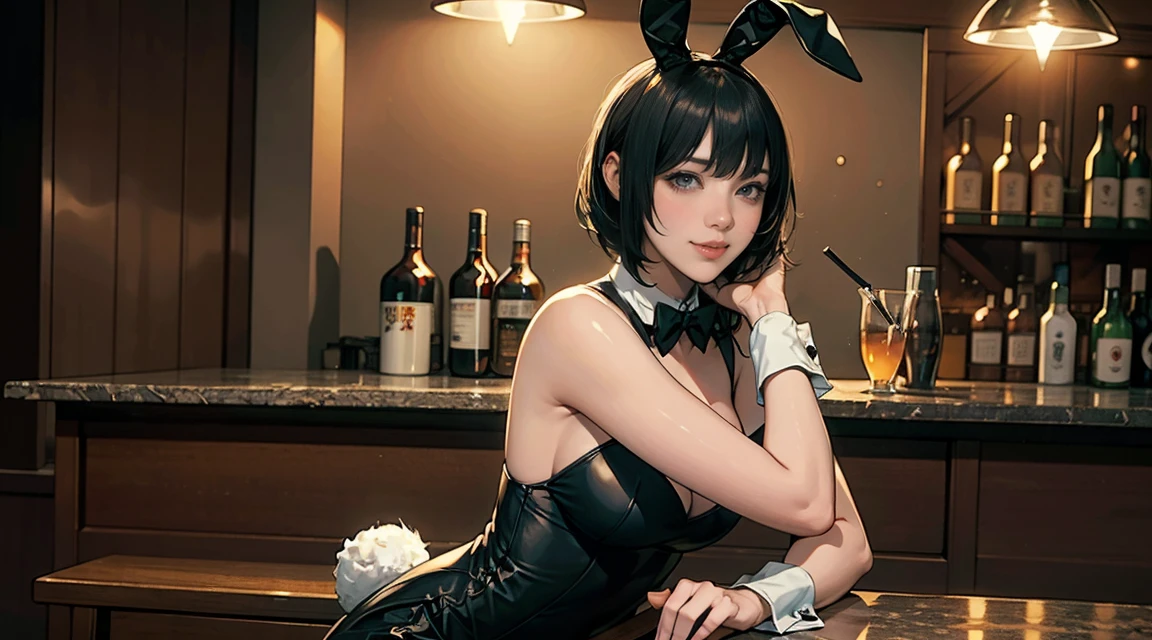 8k, highres, ultra detailed、、best quality,、high quality,masterpiece,detailed, high resolution、、best quality,、high quality,masterpiece,detailed, high resolution,、、nsfw,1girl、sister、woman、,nude、Highly detailed illustration, super cute and beautiful lady,long sleeves, detached collar, breasts out, navel, (no panties:1.3), (pasties, maebari:1.1), (reverse bunnysuit:1.5), show off stomach,((((small titis)))), , beautiful blush((((ecstatic))))smlie face and eyes, beautiful shoulder length bob ((black)) braid hair, ((((cafe room)))),((Boldly open legs)),low angle shot,sitting table,elf