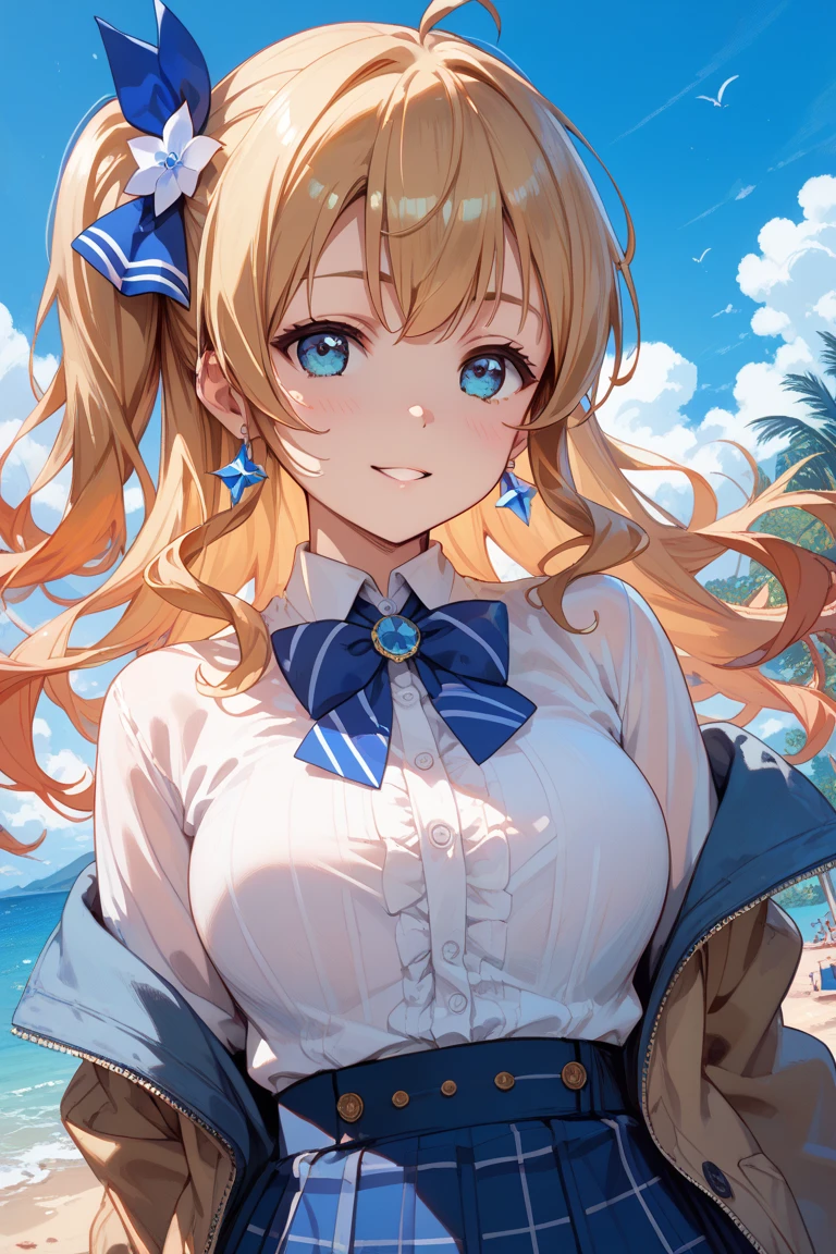 anime illustration, ((((highest quality)))), (((Ultra-precision CG 16K))), (((masterpiece))), BREAK skinny body, slender waist, medium Breasts, (((perky breasts))), ((sagging breasts)), (covered nipples), (((tanned skin, tan lines))) , BREAK (written in detail of face, smiling, blush, determined expression, sweaty , Heavy breathing, embarrassed, ) , (natural make), BREAK narrow eyes, (streaked hair, hair intakes, colored inner hair, ) BREAK (((wearing printed oversized clothing , wearing wide-leg-pants, breasts is covered by outfit, (detailed panty), Narrow aisles,))) , wearing earrings , BREAK ( stick breast out,) BREAK (( ripples , horizon , under the cosmic sky on the cosmic sea , cosmic effects, milky way, a girl blended into the background )), (((portrait, extremely close bustup shot, looking at viewer, extremely detailed eyes ))), BREAK ((cinematic , pinup magazine pose, dancing , scoop water with both hands