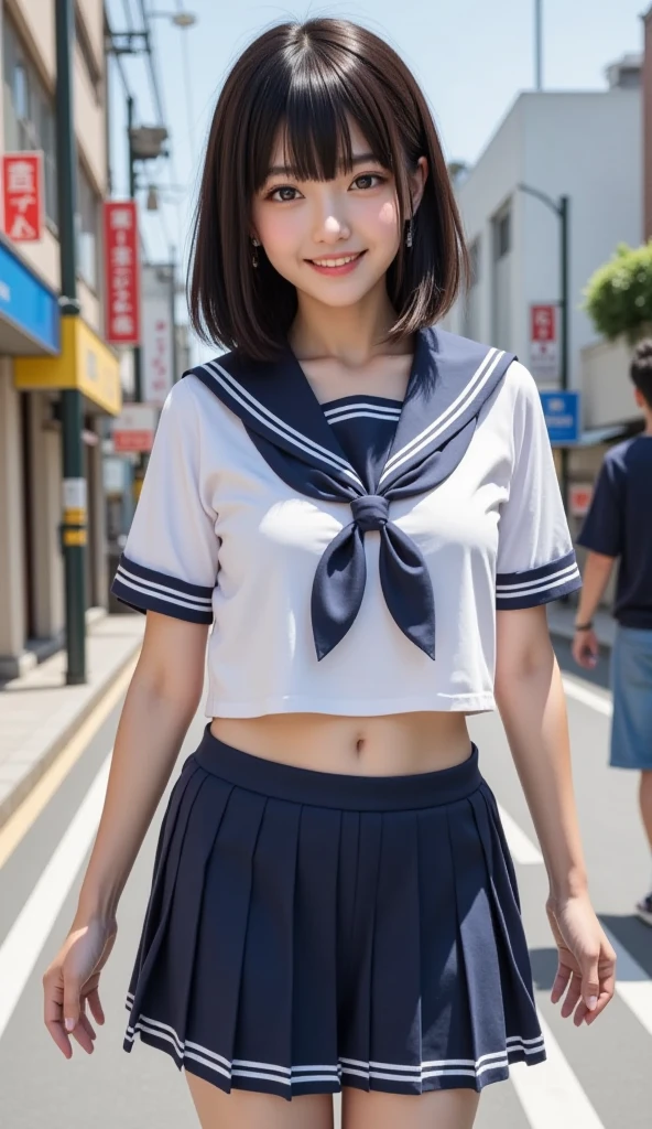 idol,close-up,photo,(()),film, depth of field, model,(((no pubic hair))),(((slender))),looking here,1 girl,(((young))),((little body)),(((smallish body))),greeting,(((cute))),(((young face))),raise your hand,cute,smile,NSFW,uniform,((sailor colar)),(((bottomless))),(((no panti(pussy)),no phair,(((female celft))),cool face,long sleeves,standing,indoors,school,slender,(((thin body))),(flat chest),visible navel,talking,(((thin thighs))),