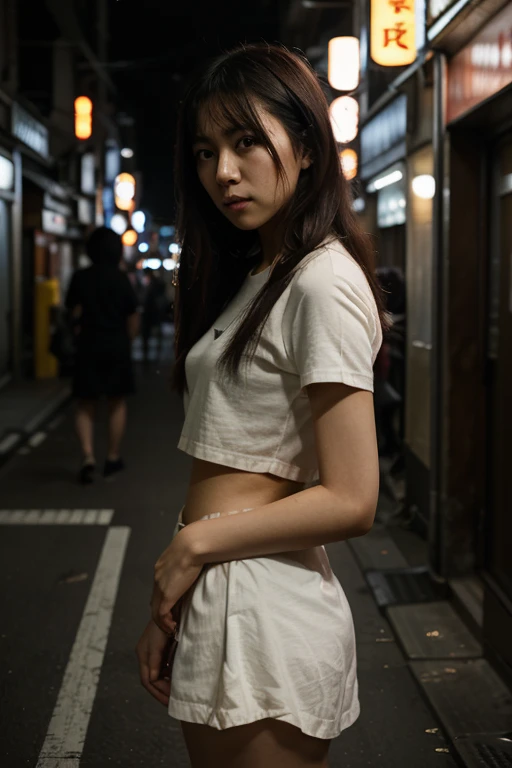 Thai woman, white skin, beautiful face, long hair, picture taken with a full body Leica 35mm camera,art style, with backlighting. There is bokeh flare.