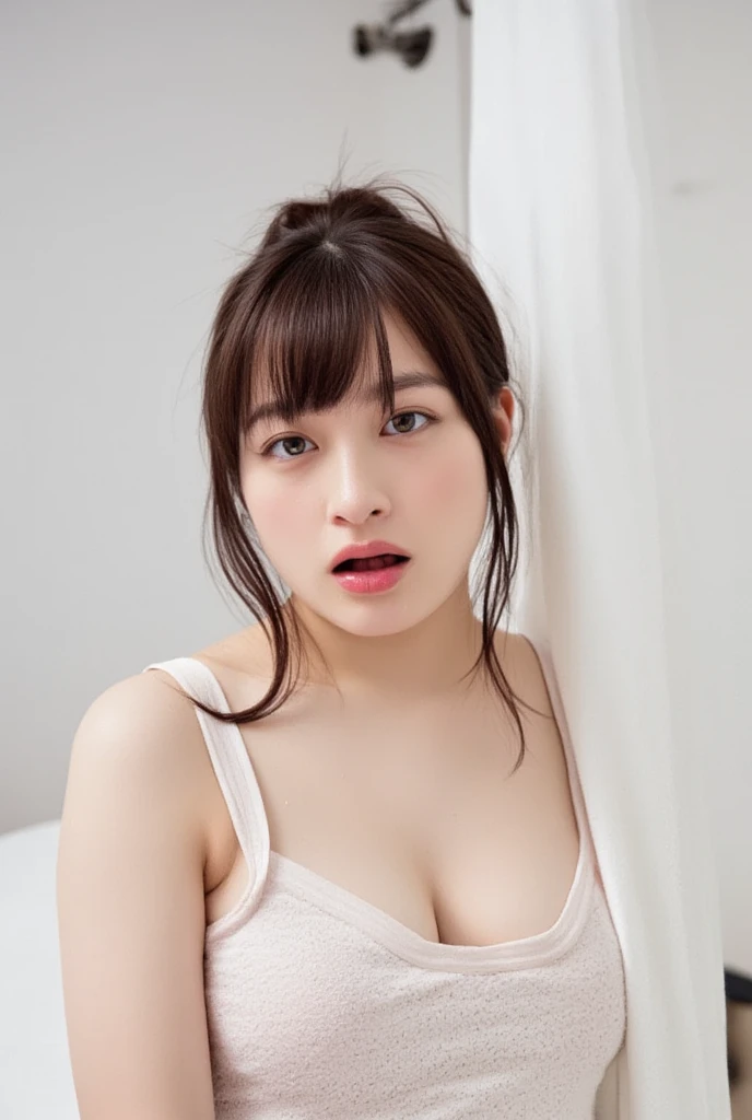 (Realistic、Like a photograph、Live Action、8K, Realistic, RAW Photos, Best image quality: 1.4), Single-lens reflex camera、RAW Photos, Highest quality, Realistic, Very detailedな CG Unity 8K 壁紙, Written boundary depth, Cinematic Light, Lens flare, Ray Tracing, Realistic background、(The chest button is openYshirt:1.4、Business pants:1.1、Big Breasts、Cleavage、Breast flash)、((Upward glance))、((ultra high density skin))、 1 female,Cute Japanese Woman、Japanese office lady sitting and working、((whole body:1.5),View the computer:1.1、Shortcuts:1.2、Blonde、I like that style、stylish、Very detailed、Pay attention to the details、Perfect outfit、(Sunburned skin)、Beautiful feet:1.1,View from above