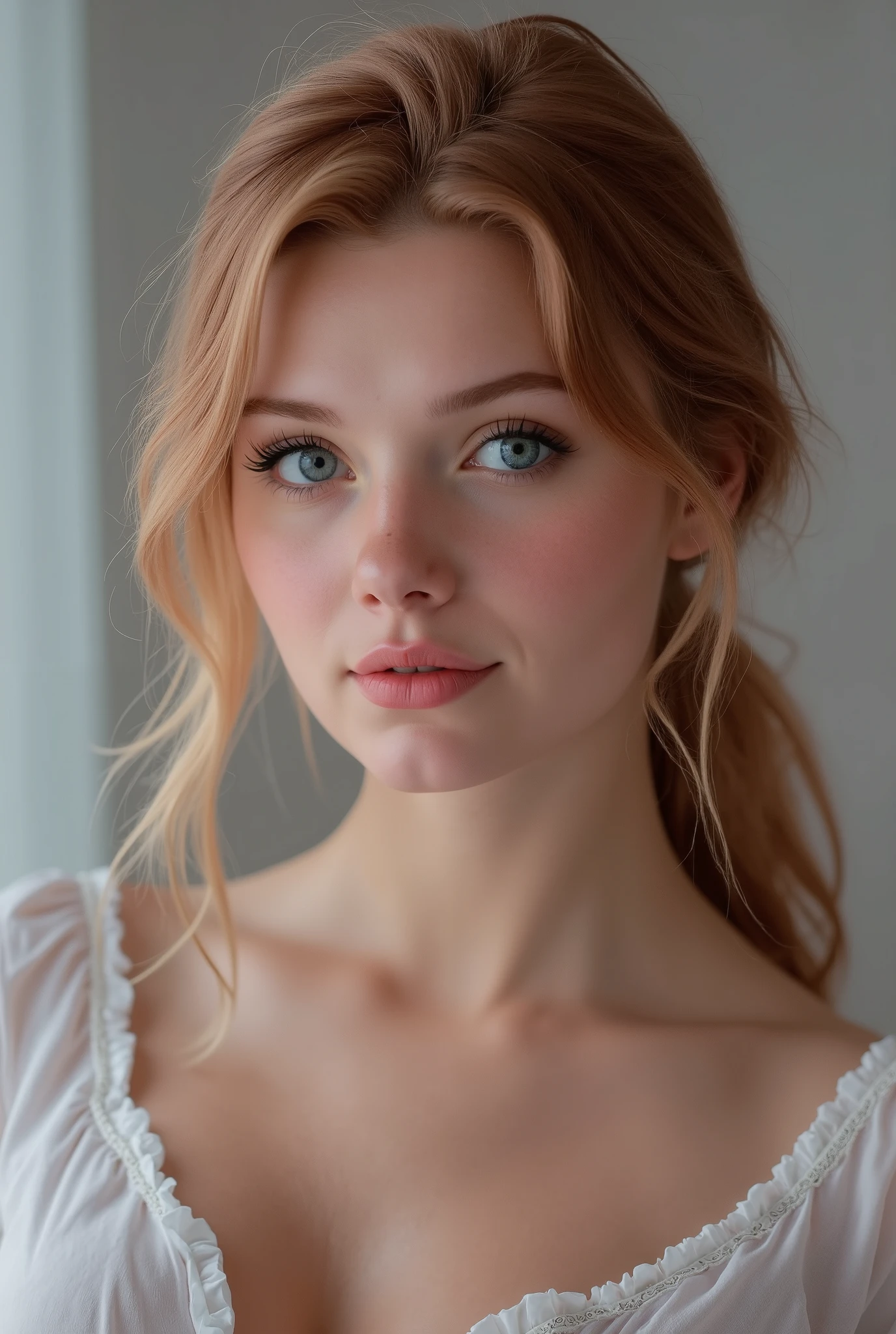 Portrait of a blond 28-year-old German woman