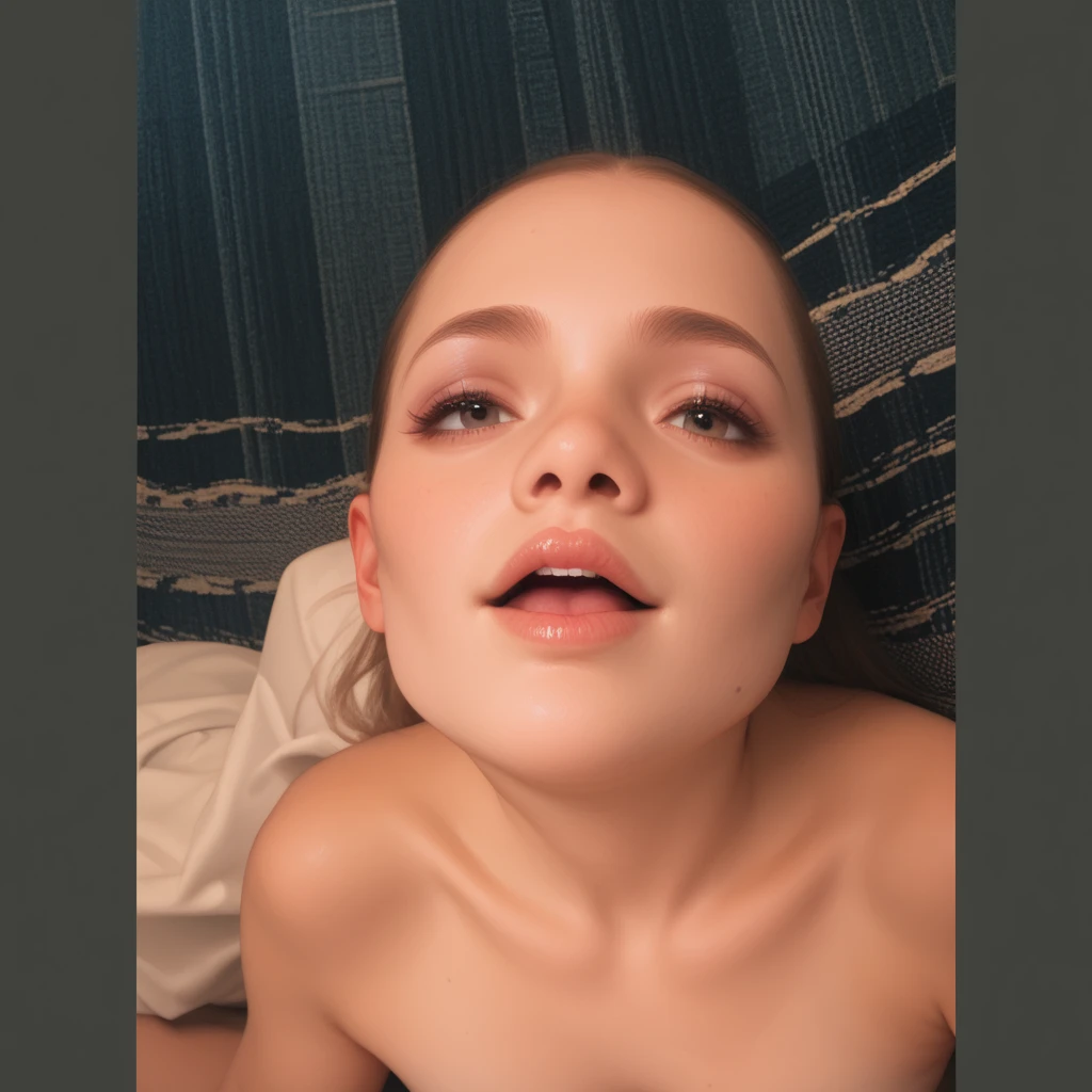 13 yo, cute kid girl, lying bed, open robe, nude, perfect pussy