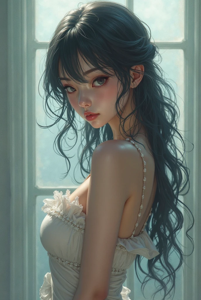Studio apartment, huge room, Cozy artist's studio, Cute Beautiful Girl、A cute character who wears a mini skirt. Cute Ponytail, highest quality、High resolution、detailed background、(detailed face:1.4)、beautiful and smooth skin, (portrait shot:1.3), easel, color palette, acrylic paints, paintings, large windows, loggia, art, awards, table, sofa, armchairs, mirror, crystals, meditation, harmony, many books on the walls, paintings on the walls, view from the window, sea, mountains, amazing sunset, flower arrangements, paints, brushes, artist's theme, elegant, dynamic bright lighting, happiness, full color, multicolored, artificial, higher detail, super quality, small details, highlights, neon lights, masterpiece, best colors, (topless:1.3), (small breasts:1.4)