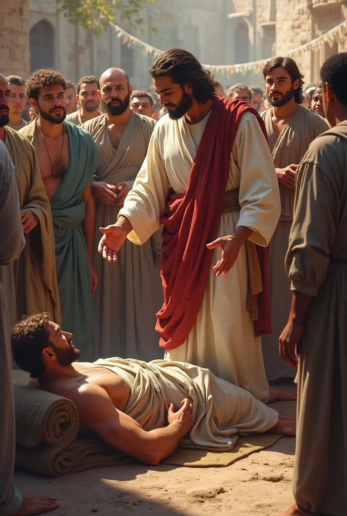 Jesus resurrecting the widow of Nain's son