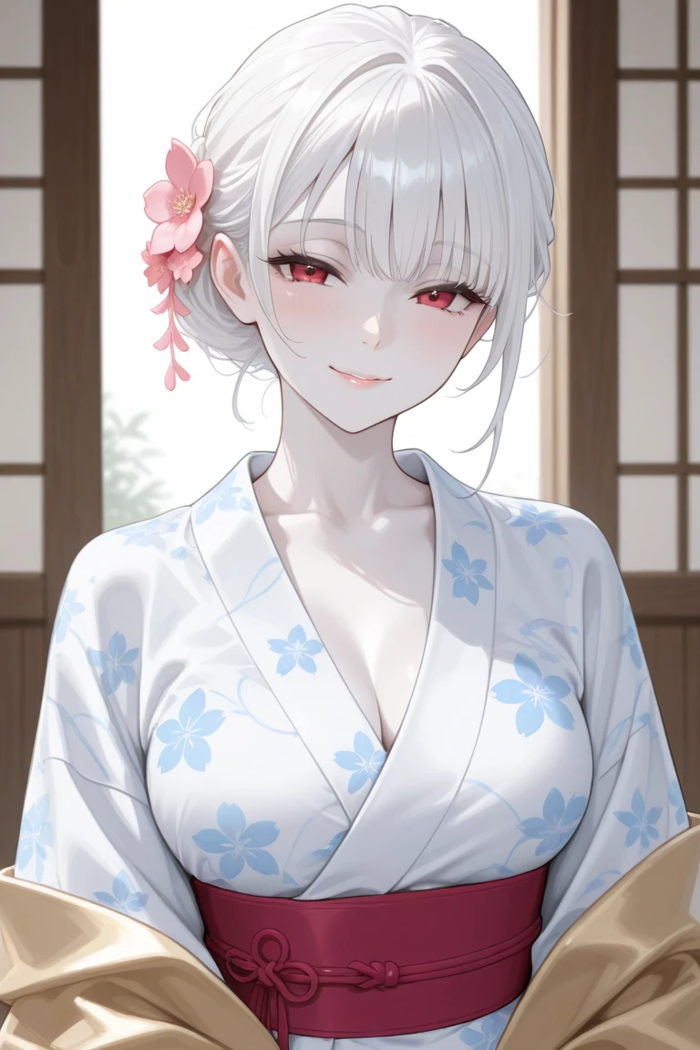 1girl, white hair, purple eyes, portrait, realistic, towel, (onsen), sidelighting, wallpaper, nsfw,
