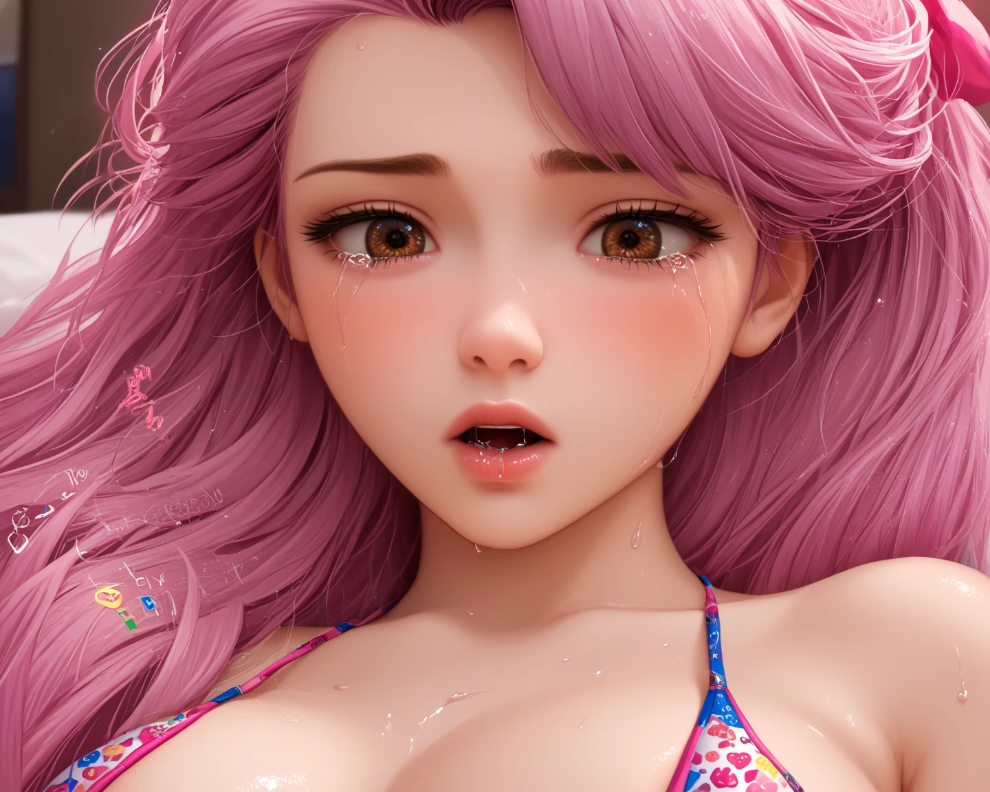 "(best quality,8k,highres,masterpiece:1.2),ultra-detailed,(realistic,photorealistic,photo-realistic:1.37),portrait,busty beauty,pink-areolas,blonde hair,puffy nipples,blue eyes,hottie"