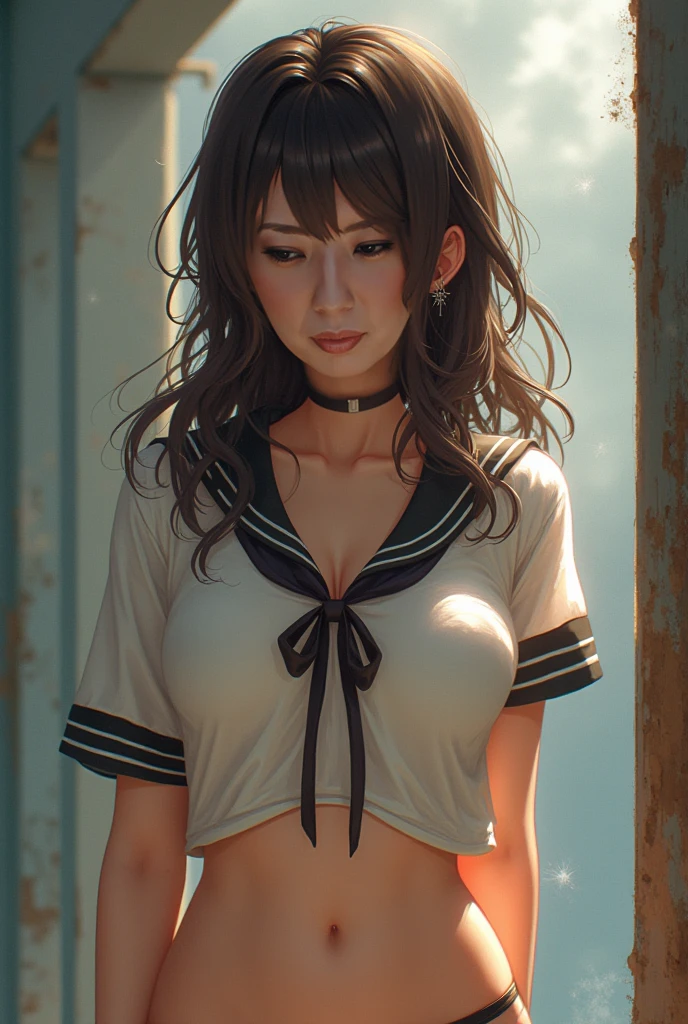 Best Quality, Masterpiece, Ultra High Resolution, (Photorealistic: 1.4), 8K Raw Photo, (Fractal Art: 1.4), Dramatic Lighting, Dynamic Lighting, Professional Lighting, Cinematic Lighting, Highly Detailed, Official Artwork, Flawless, Sharp Focus, depth of field, exquisite details and textures, delicate and beautiful, lens flare, absurd, ray tracing, immersive atmosphere, (knee-length shot: 1.3) 1girl, an attractive young woman, woman, sexy and attractive, supermodel, goddess aura, realistic hair, detailed hair, hair blowing, seductive expression, full of stimulation expression, moan, shy, look at viewer, happy, glowing skin, finely detailed skin, clavicle, ( pert natural breasts : 1.2), (small breasts: 1.2), perfect round ass, (beautiful and aesthetic: 1.2), slim waist, beautiful detailed thigh, (perfect female figure), (symmetrical body shape), long legs, (((Megumin, cowboy shot))), (dynamic angle: 1.2), (third_composition rule: 1.2), (detailed face: 1.2) ), (detailed eyes: 1.2), (detailed background), (realistic:1.2), (realism), (masterpiece:1.2), (ultra detailed), (best quality), intricate, cinematic lighting, cinematic comprehensive, portrait photography, magic photography,