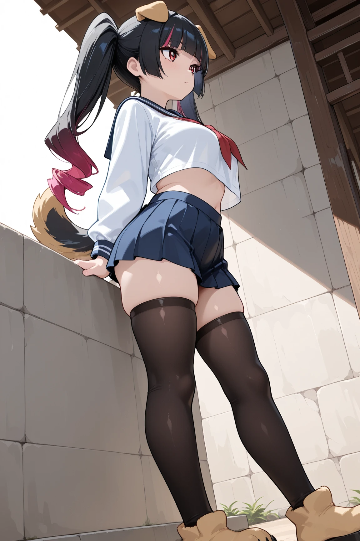 1girl,solo,beret,adidas,gopnik, legs apart,ruins background,cowboy shot,