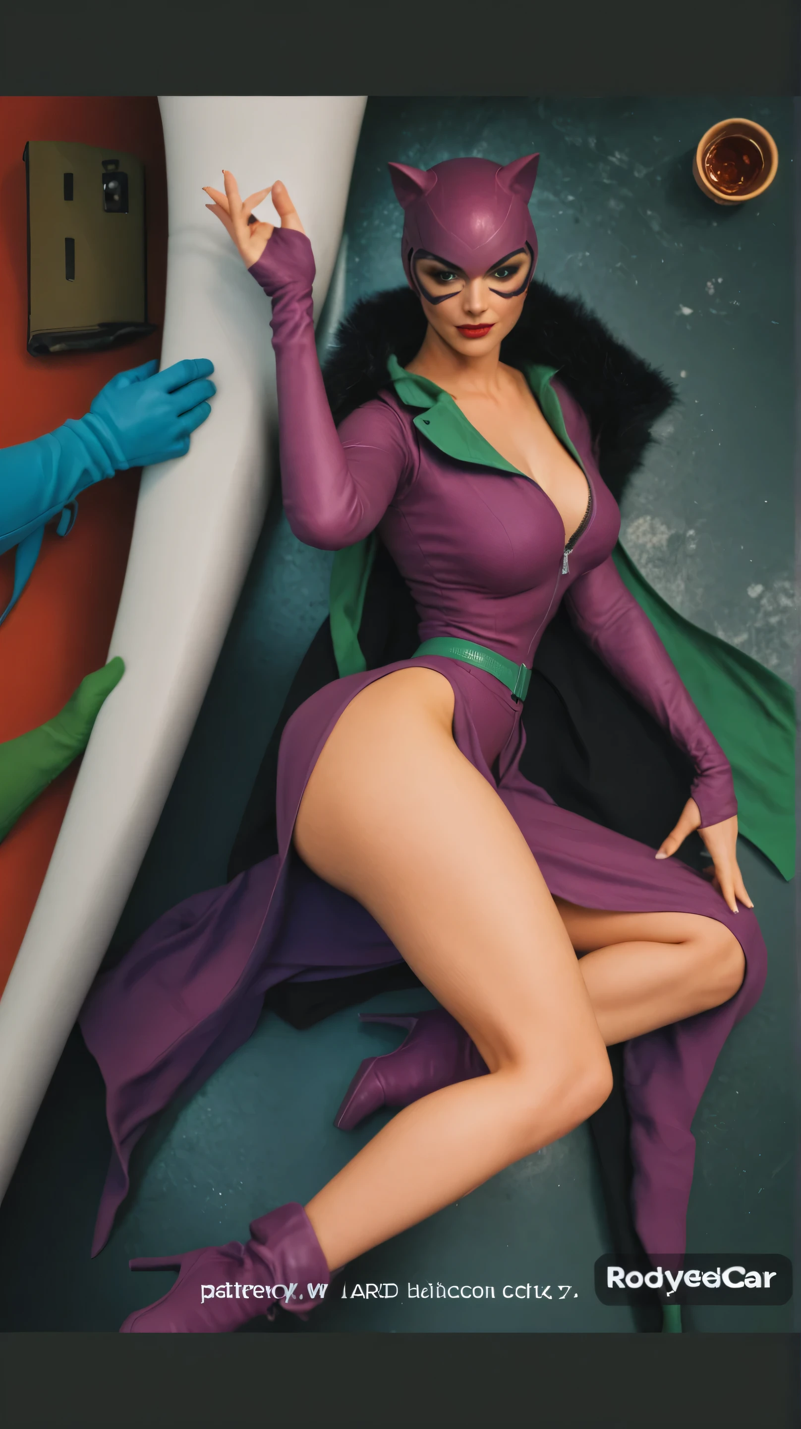 (((Portrait of Megan Fox as the Joker with a beautiful clown make up))), (((abstrac))), (exotic lingerie), ((((green hair))), ((purple suit)), (cleavage), (full body portrait), concept art, sharp focus, big thighs, (((panty pulling down))), ((((pin up)))), (frontal wedgie, highleg panties, ass visible through thighs), stockings, nipples, pussy, pubic hair, futuristic city, Night city background. (beautiful symmetrical face, sharp and dreamy eyes, sharp mouth) (((grabbing own breast))), (((medium breast))), ((((pinup)))), (((viewed from below))), ,[[[(((low angle)))]]]], ((sensual uniform)), seductive eyes, seductive pose, seductive smile, (((full body))), (((8k, highly detailed, intricate, sharp focus, hd, masterpiece))), high heels boots,, thigh hips, wide hips, big hips, with seductive eyes, seductive pose and seductive smile, skin pores, (eyeshadow), make up, lipstick, jewelry, (she's looking into the distance), ((with saggy breast)), colorful, vibrant, volumetric lighting, subsurface scattering, good highlights, good shading, cinematic, highest quality, award winning, masterpiece, 35mmstyle, (((8k, highly detailed, intricate, sharp focus, hd, masterpiece))), (((big hips))), ((hourglass figure)), ((peachy ass)), ((big ass)), (((feminine))), beautiful female, high res, perfect hands, (((perfect fingers))), tease, with a seductive smile, smiling seductively, perfect eyes, seductive lady, seductive smile, ((wide hips)), mature body, ((womanising smile)), captivating and enticing, cleavage, good anatomy, amazing goddess, epic, wide legs, vibrant colors,  photorealistic,  photo,  masterpiece,  realistic,  realism,  photorealism,  high contrast,  photorealistic digital art trending on Artstation 8k HD high definition detailed realistic,  detailed,  skin texture,  hyper detailed,  realistic skin texture,  armature,  best quality,  ultra high res,  (photorealistic:1.4),  high resolution,  detailed,  raw photo,  sharp re,  by lee jeffries nikon d850 film stock photograph 