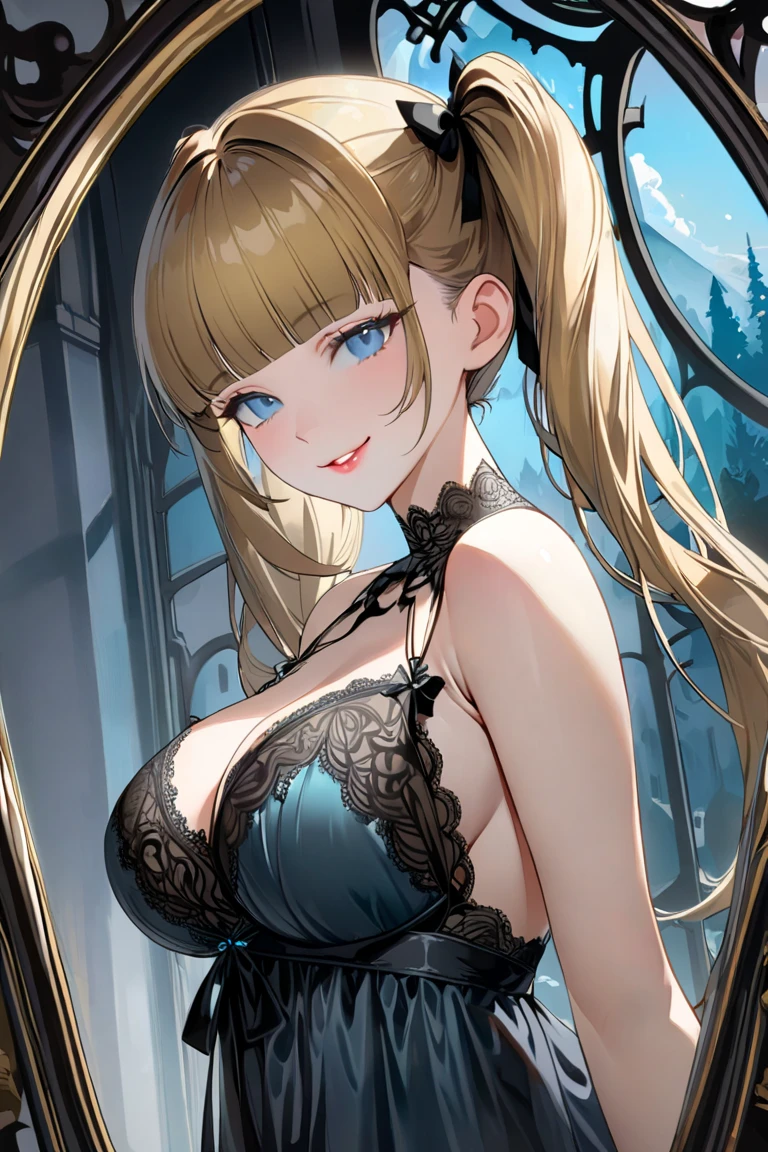 SLE, mksks-style, Top quality, Masterpiece, Detailed background, Very detailed, Complex and detailed face, Long eyelashes, Detailed eyes, (Adult female, standing: 1.1), (High ponytail: 1.3), (Thighs thick: 1.0), (Big: 1.3), (White background: 1.3),
(Solo: 1.3), (Blue eyes: 1.3), (Blonde and black mesh: 1.2), (disheveled hair: 1.1), (Red collar: 1.2), (Thick lips, pink lips: 1.3), (Pink eyeshadow: 1.2), (Moisturized eyes), (Rope all over body: 1.3), Open legs, best smile, cheeks dyed red, full body