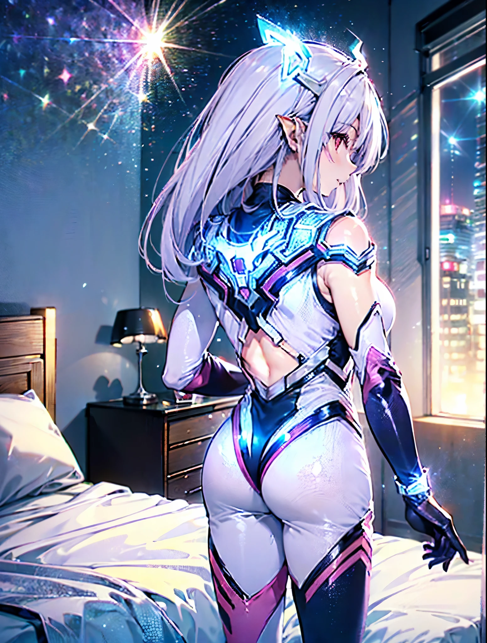 nsfw, Dark Elf lady:3, Dark brown skin:3, Large Breasts, Completely naked:3, silver hair, pointy ears, excited, happy, Supine position:5, Reach out, boy and girl have sex:5, one boy penis:3, Inserting the penis into the vagina in the missionary position:3, A boy with black hair and normal skin and a skinny figure:0.3, Fantasy World, Bedroom, Lie on your back on the bed, Angle from directly above:5, pov:5, anatomically correct:5, anime style, from above, UHD, retina, masterpiece, accurate, super detail, best quality, highres, 4K